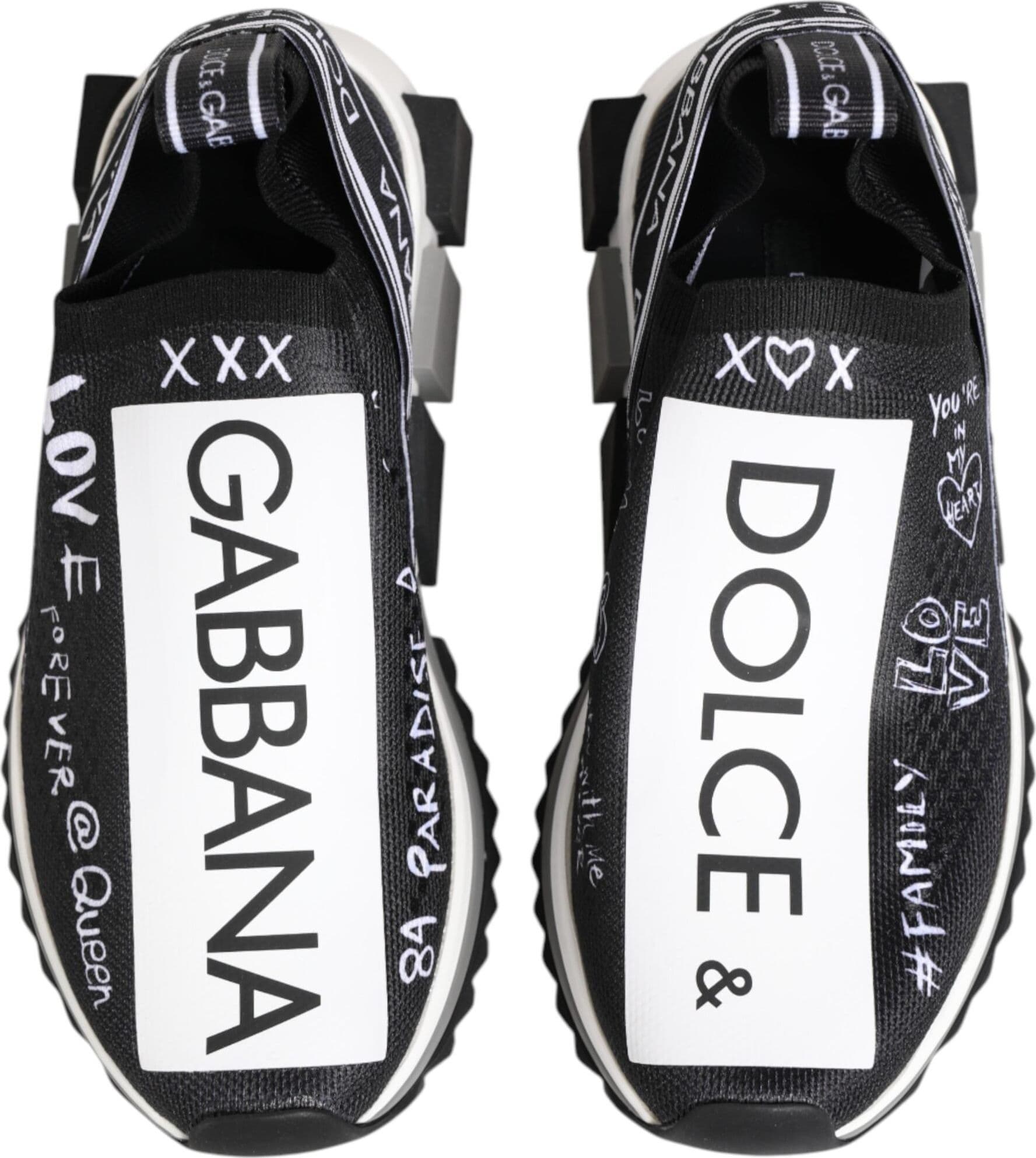 Dolce & Gabbana Black White Sorrento Low Top Sneakers Shoes - 2