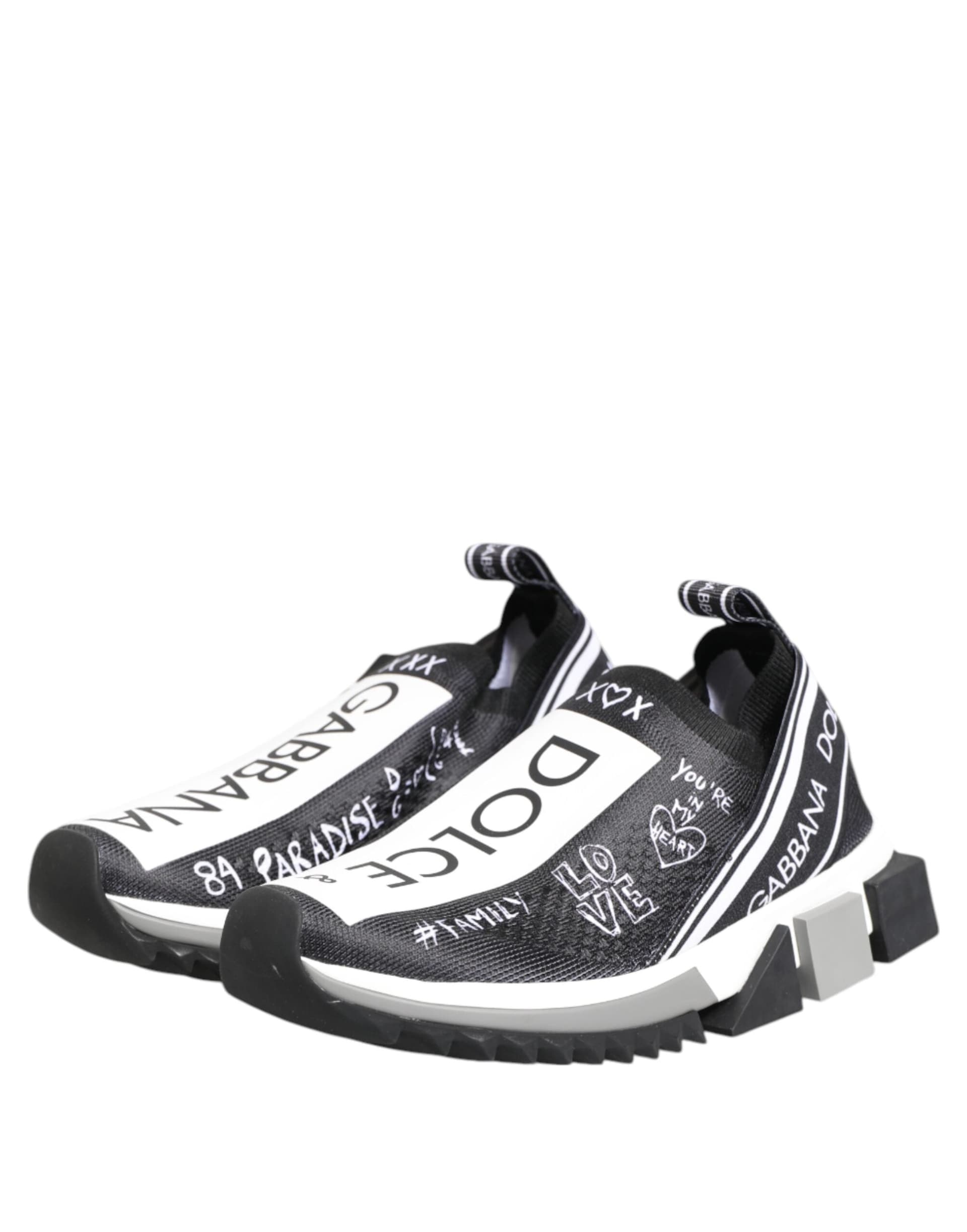 Dolce & Gabbana Black White Sorrento Low Top Sneakers Shoes - 3