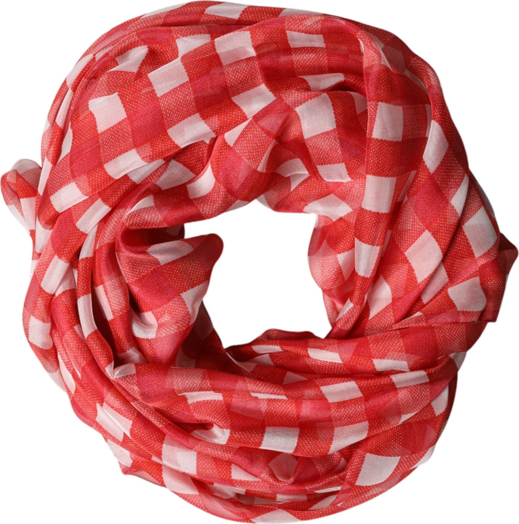 Dolce & Gabbana Red Checkered Stole Neck Wrap Shawl Scarf - 4