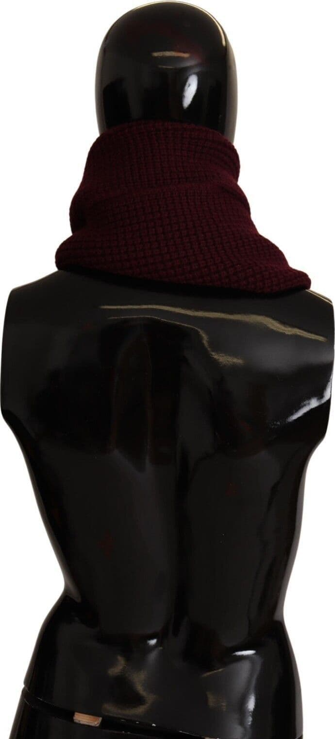 Dolce & Gabbana Dark Red Cashmere Logo Wrap Shawl Knitted Scarf - 2