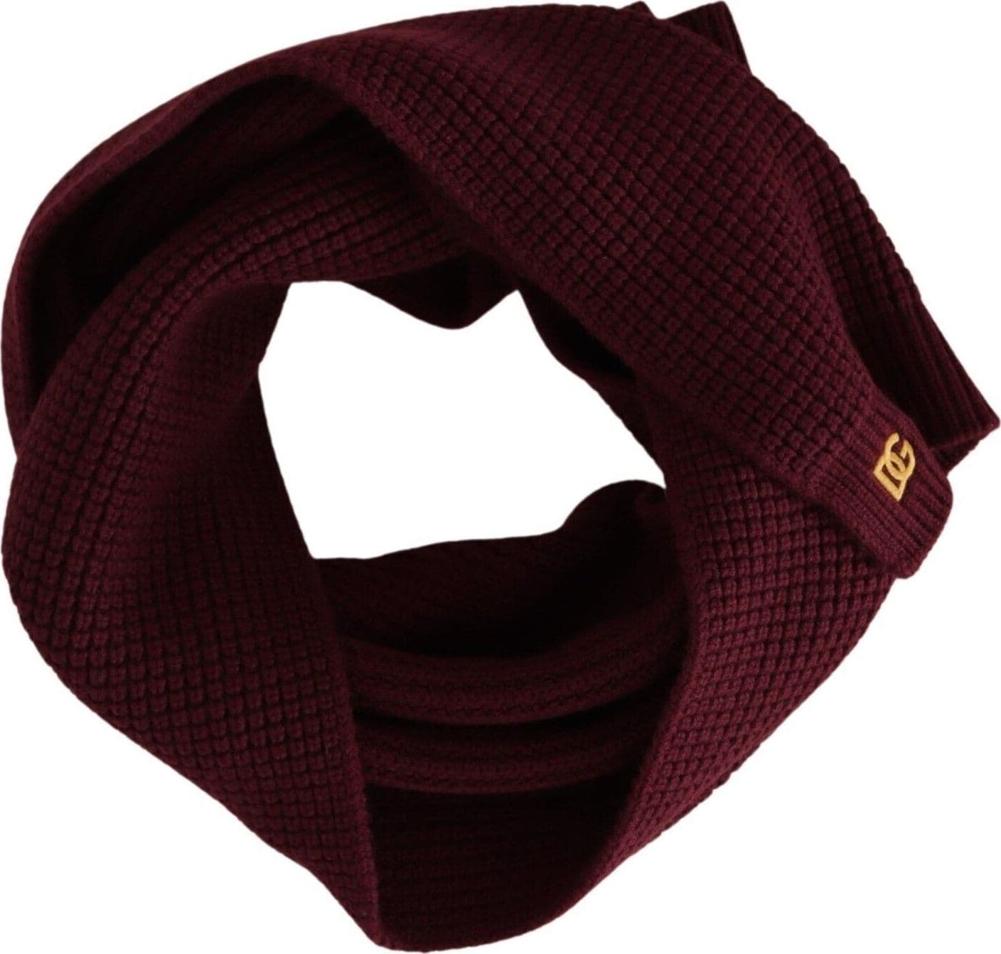 Dolce & Gabbana Dark Red Cashmere Logo Wrap Shawl Knitted Scarf - 3