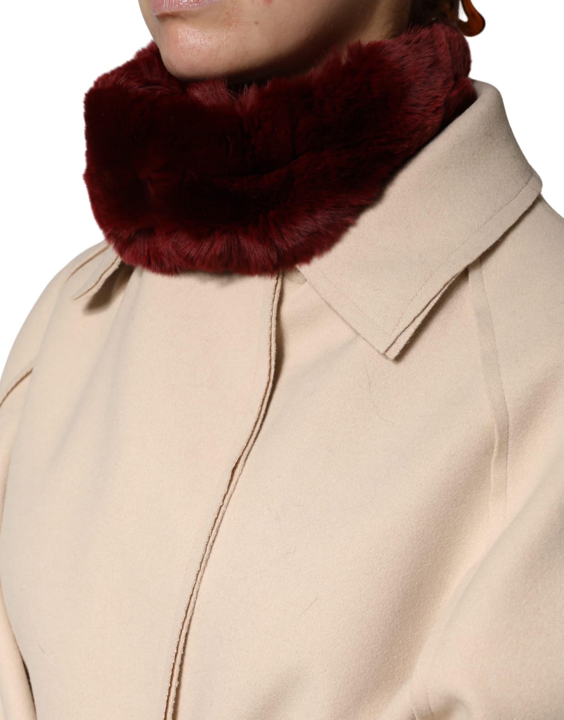 Dolce & Gabbana Red Lamb Fur Collar Women Neck Wrap 50cm x 8cm Scarf - 3