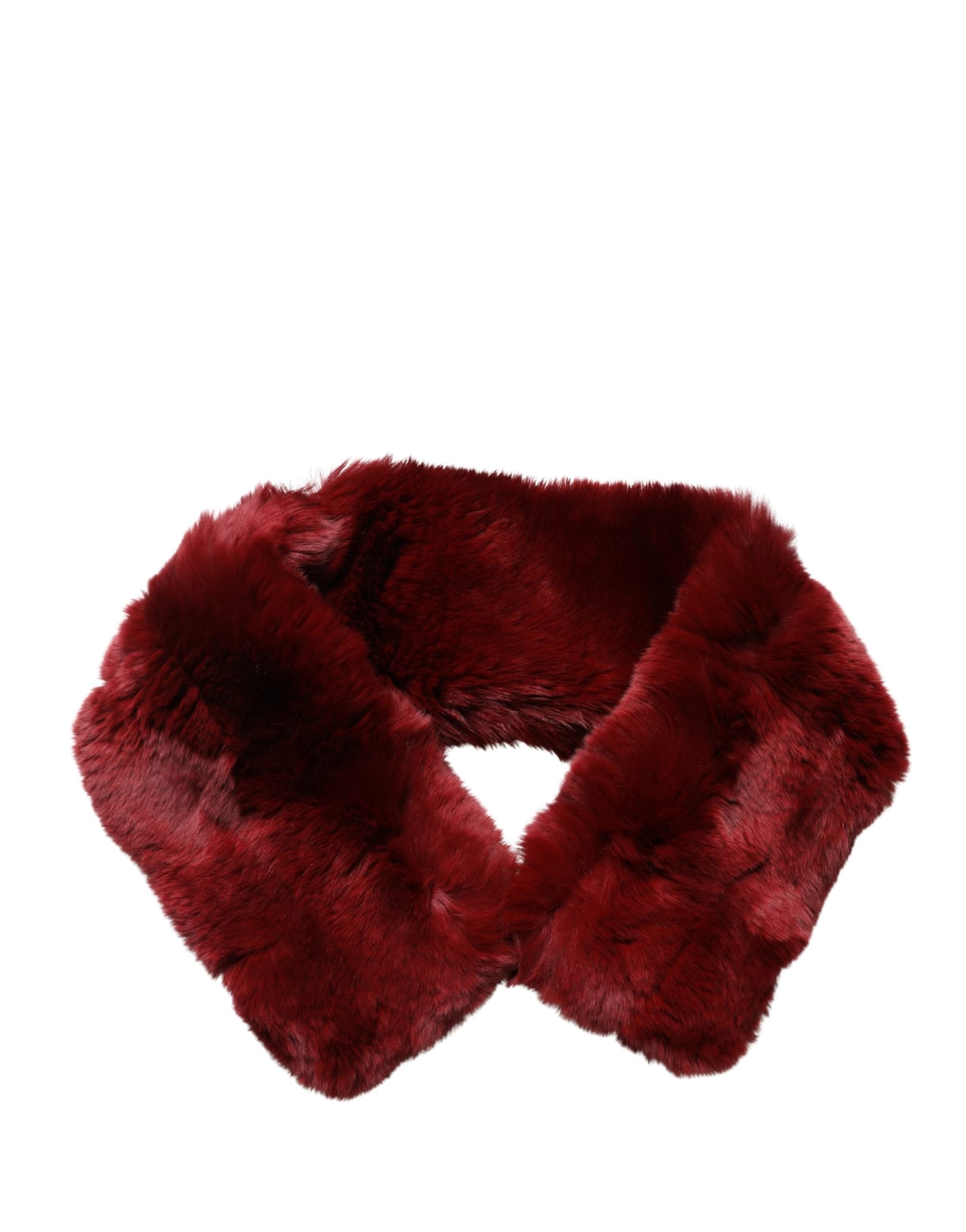 Dolce & Gabbana Red Lamb Fur Collar Women Neck Wrap 50cm x 8cm Scarf - 6
