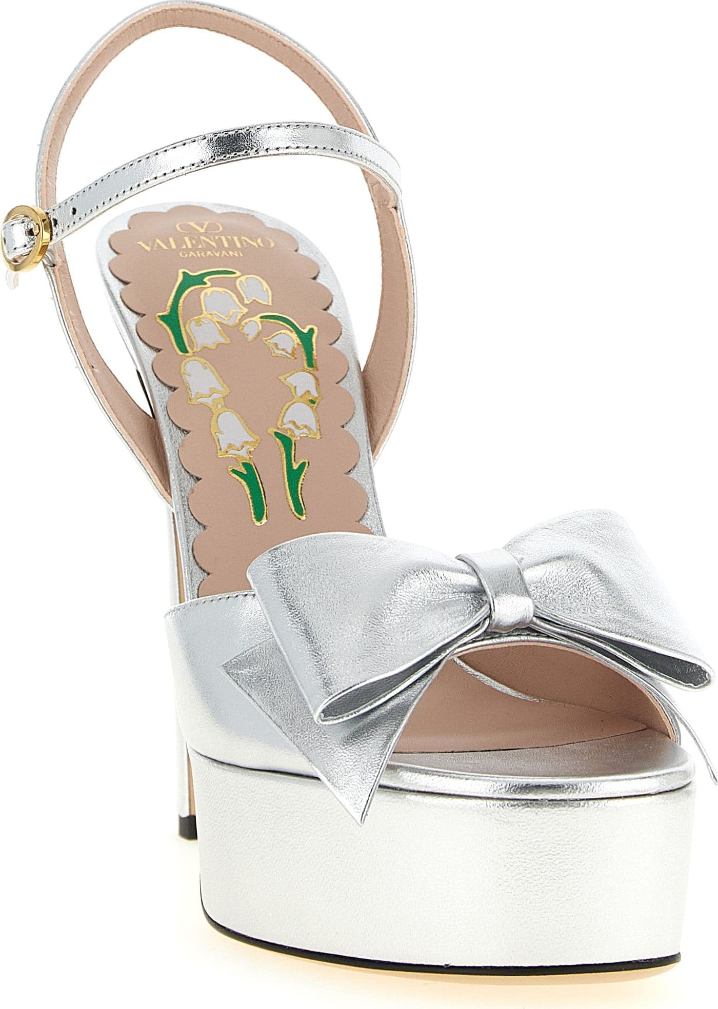 Valentino Garavani Silver Leather Stiletto Heel Sandals - 2