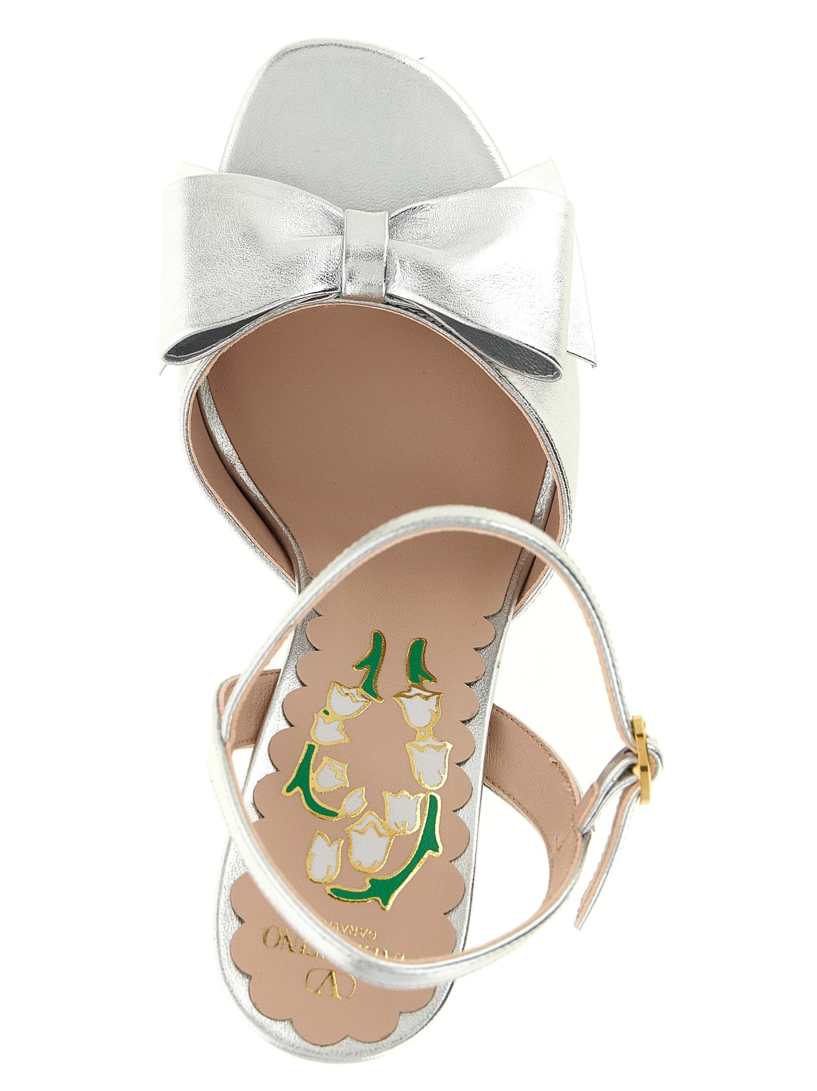Valentino Garavani Silver Leather Stiletto Heel Sandals - 4
