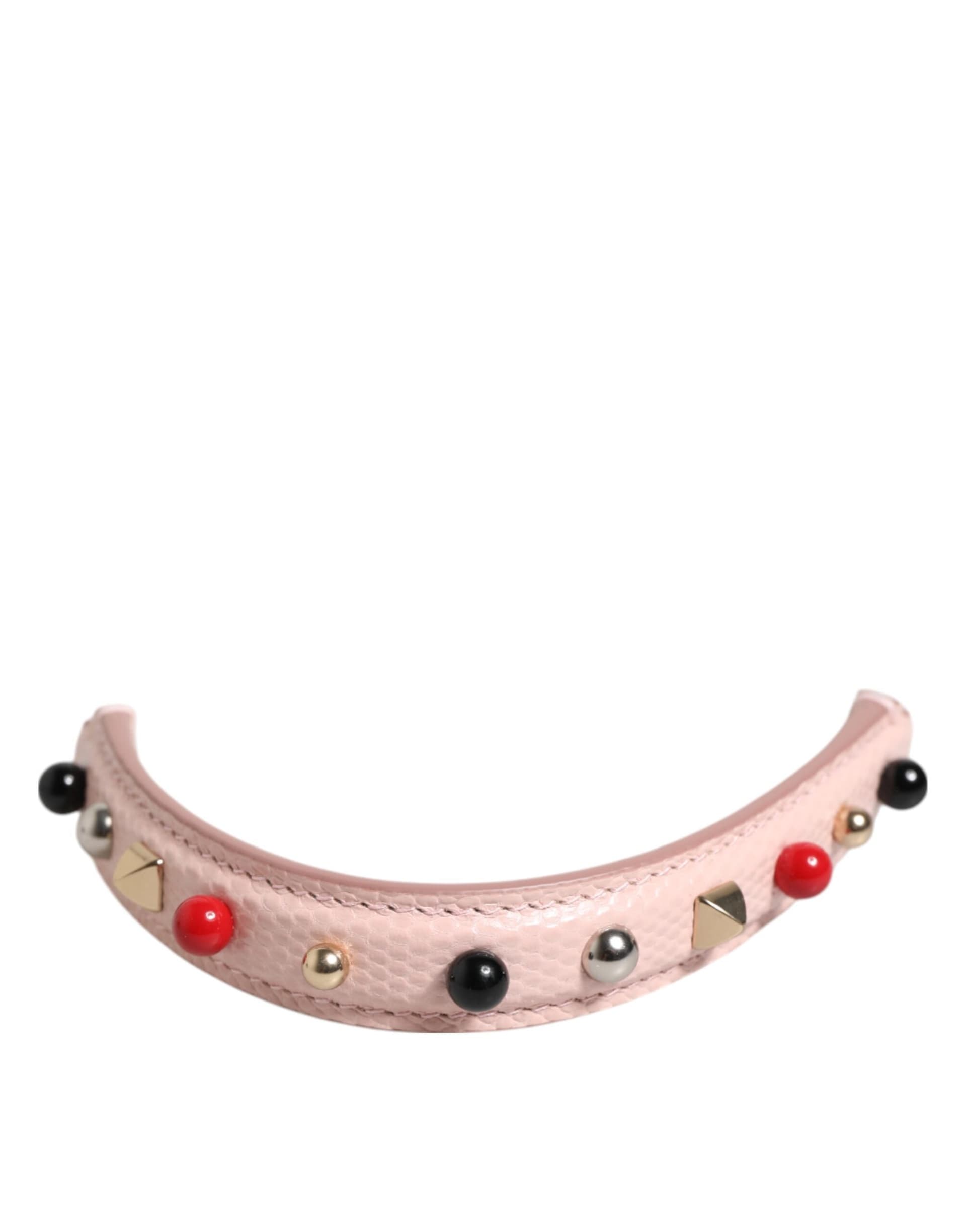 Dolce & Gabbana Light Pink Embellished Leather Bag Handle  Shoulder Strap - 2