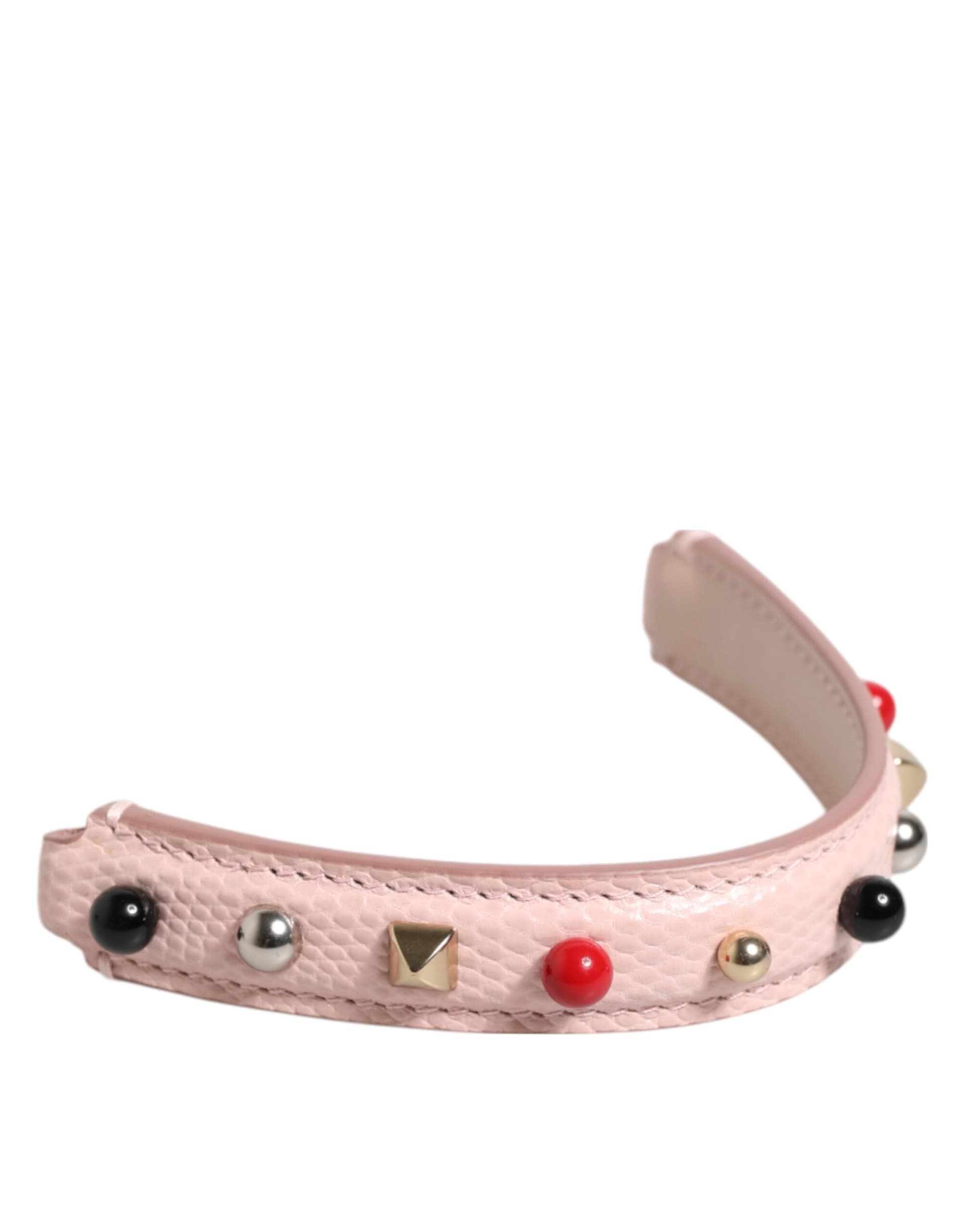 Dolce & Gabbana Light Pink Embellished Leather Bag Handle  Shoulder Strap - 4