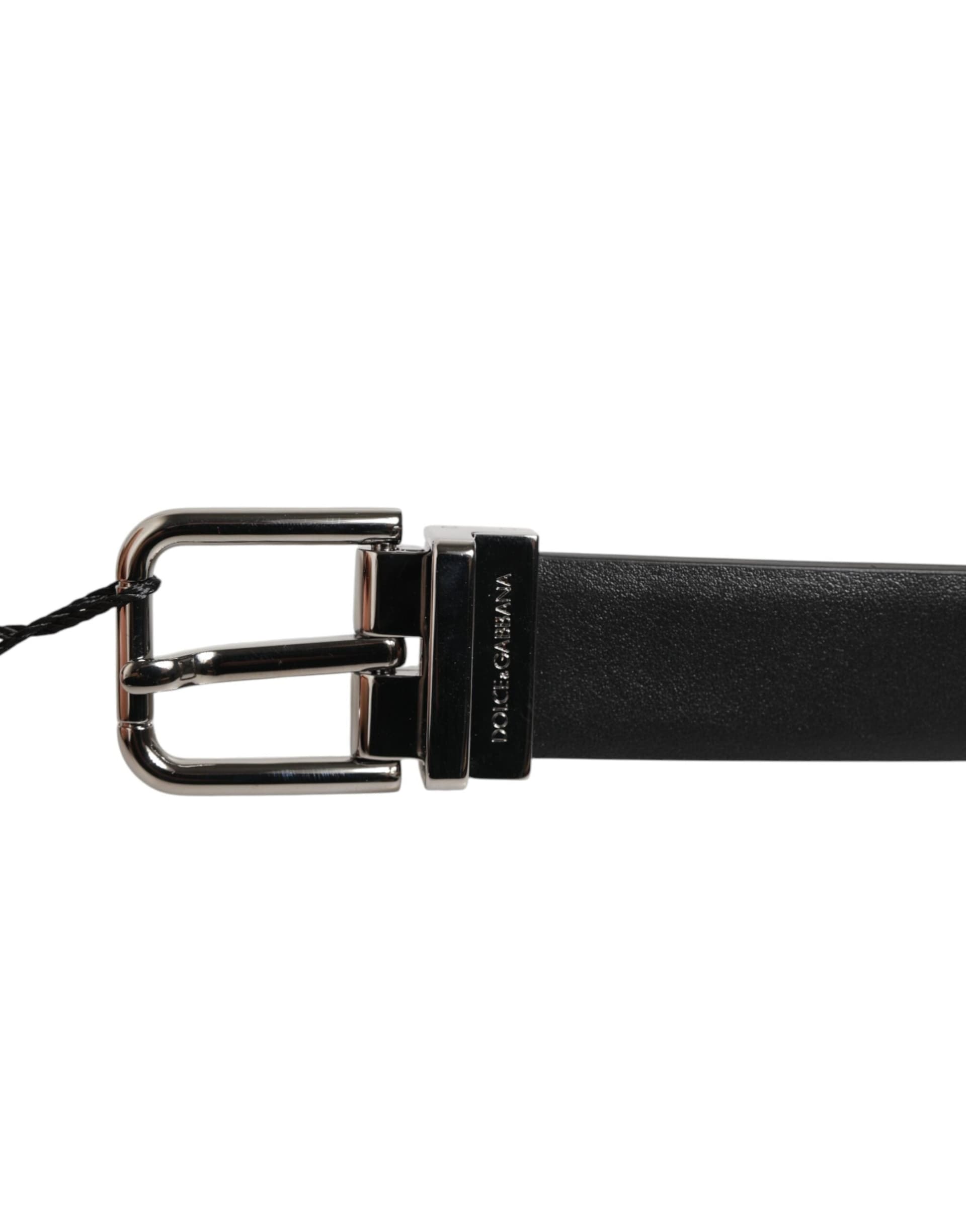 Dolce & Gabbana Black Leather Studded Silver-Tone Buckle Belt - 3