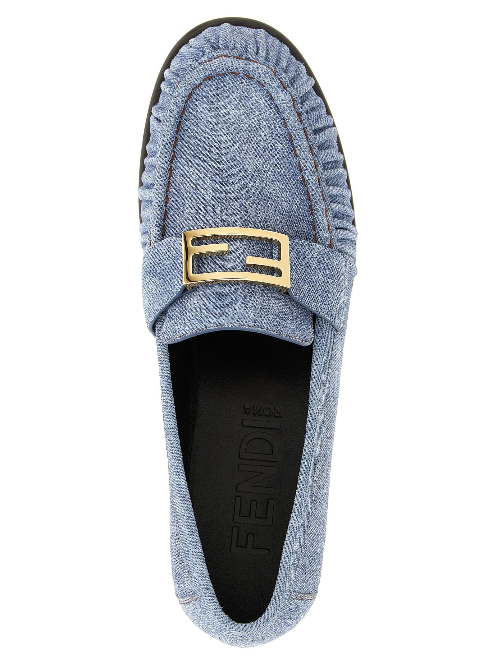 Fendi Blue Calfskin Slip-On Loafers - 4