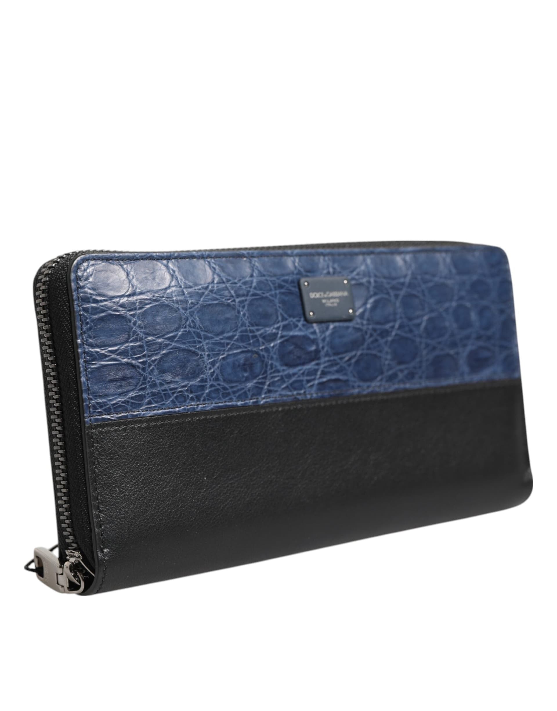 Dolce & Gabbana Black Blue Exotic Leather Men Continental Clutch Wallet - 3