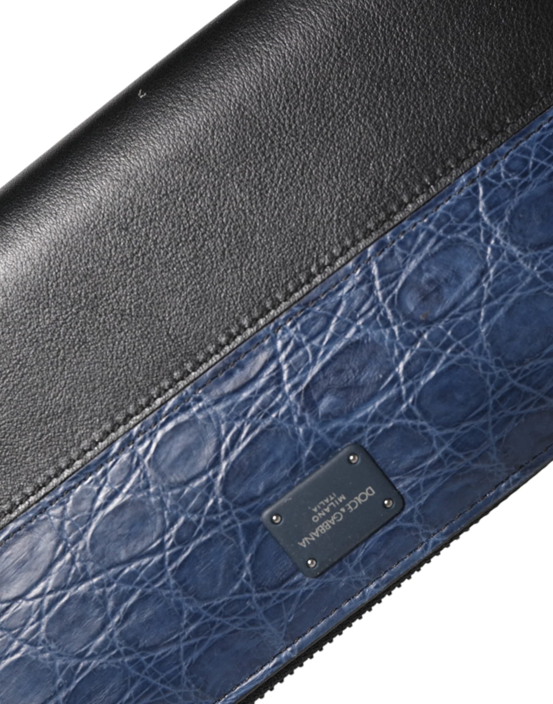 Dolce & Gabbana Black Blue Exotic Leather Men Continental Clutch Wallet - 6