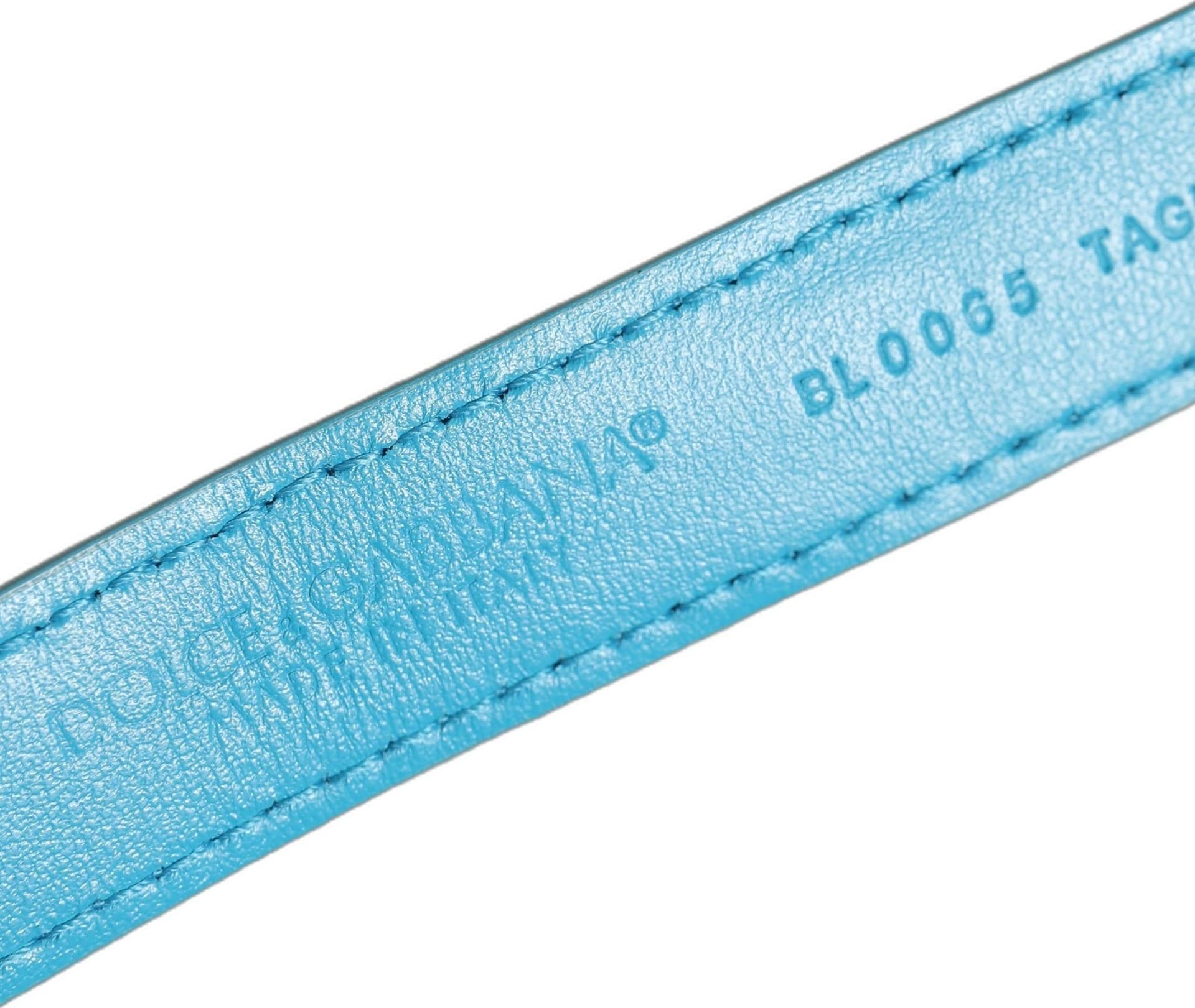 Dolce & Gabbana Turquoise Texture Leather Gold Buckle Belt Strap Bracelet - 5