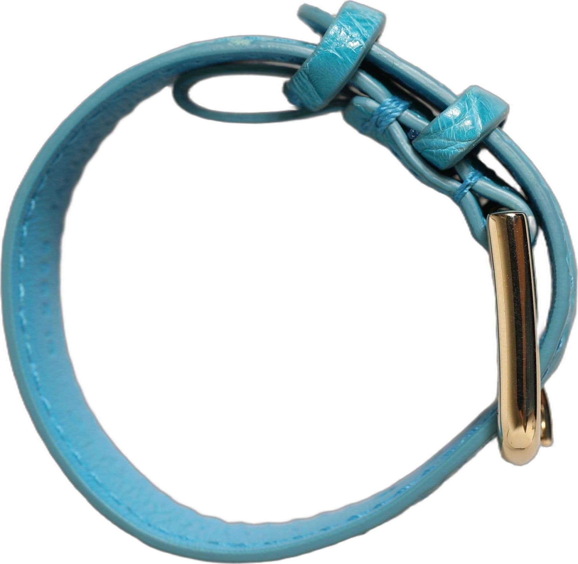 Dolce & Gabbana Turquoise Texture Leather Gold Buckle Belt Strap Bracelet - 7