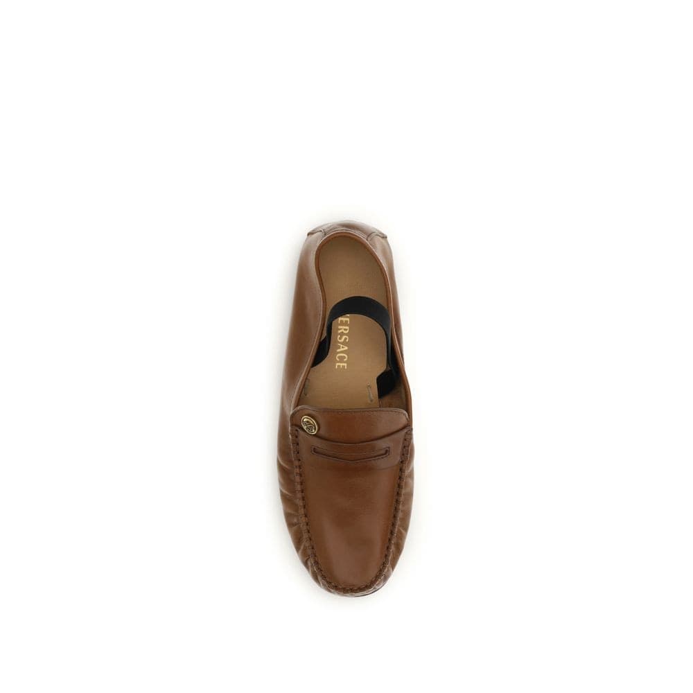 Versace Brown Lamb Ovis Aries Aries Slip-On Loafers - 4