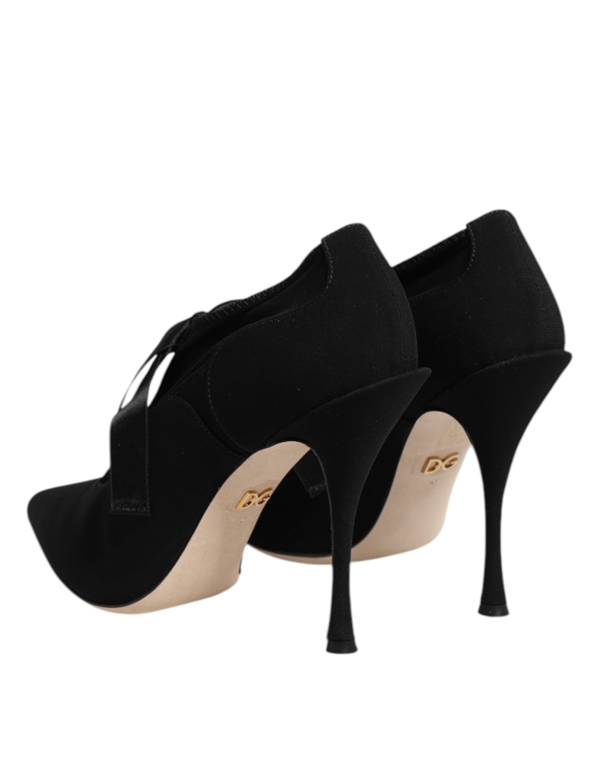 Dolce & Gabbana Black Lace Up Stiletto Heels Pumps Shoes - 4