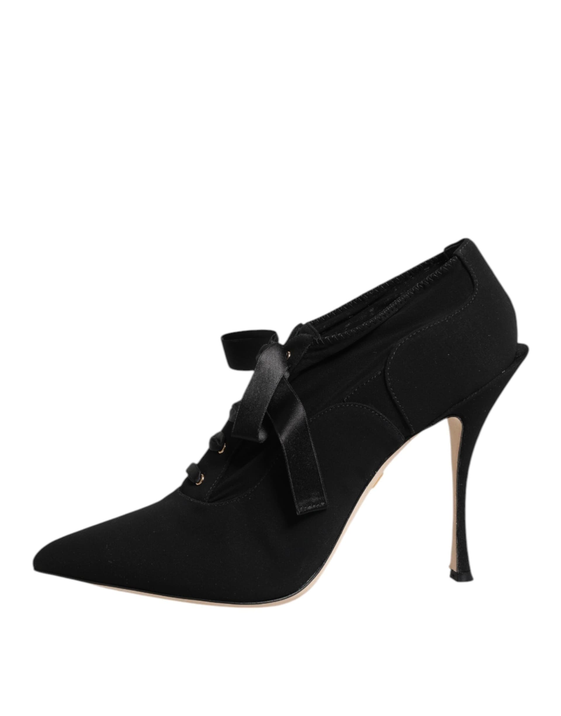 Dolce & Gabbana Black Lace Up Stiletto Heels Pumps Shoes - 5