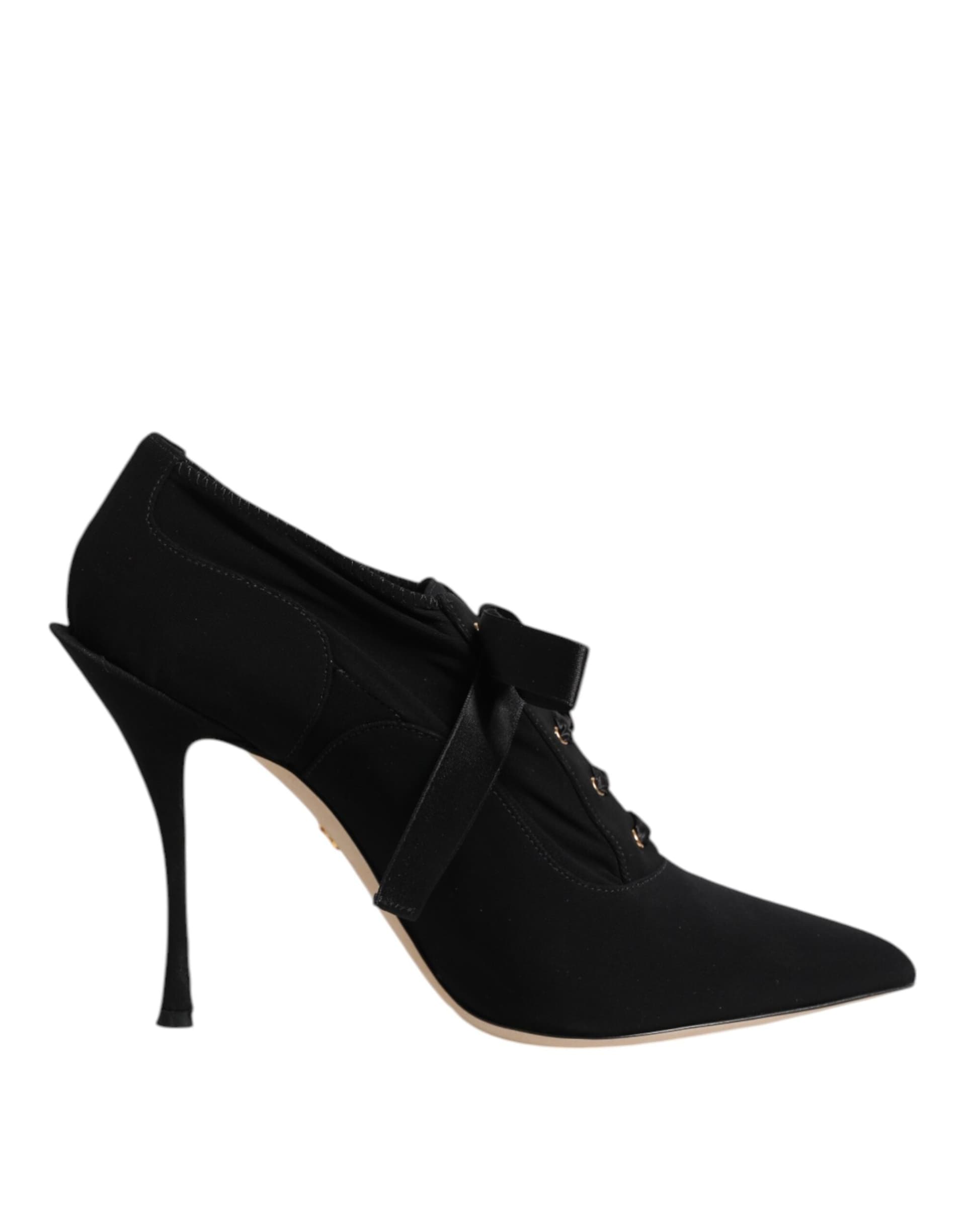 Dolce & Gabbana Black Lace Up Stiletto Heels Pumps Shoes - 6