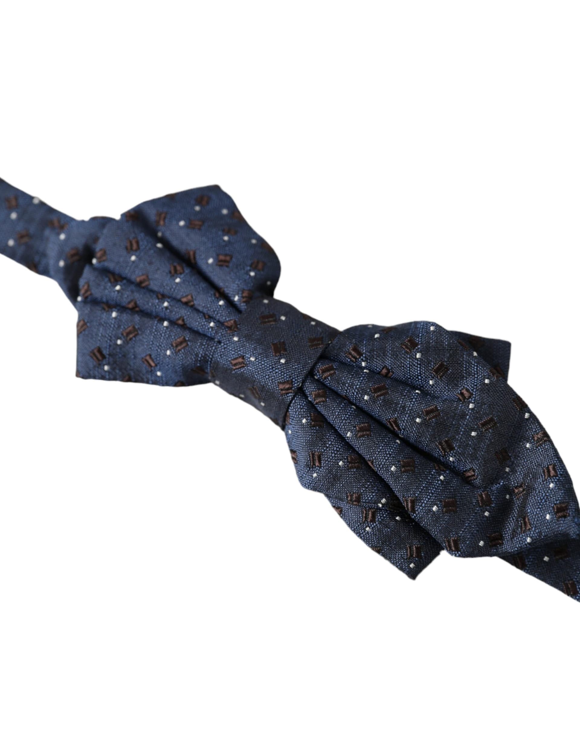 Dolce & Gabbana Navy Blue Silk Patterned Adjustable Men Papillon Bow Tie - 3