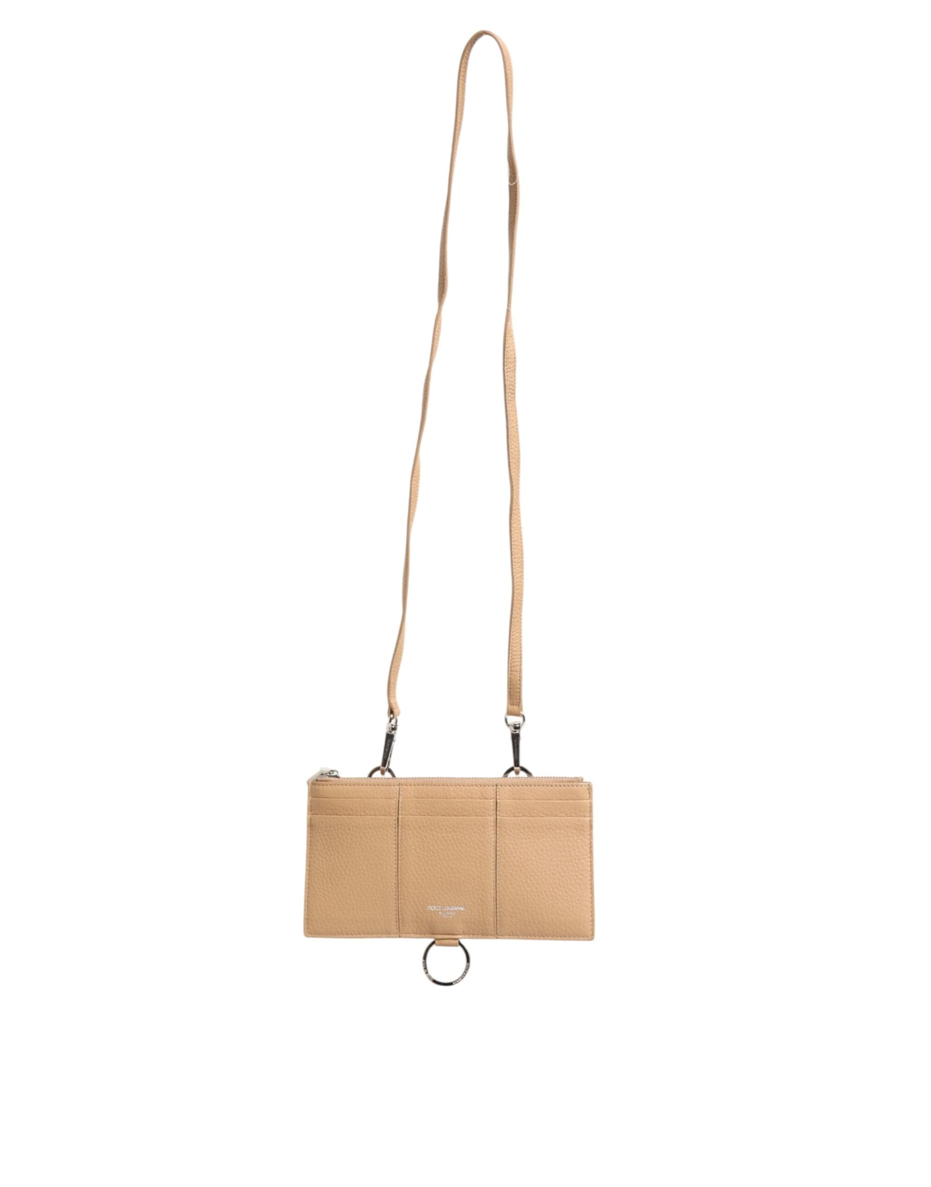 Dolce & Gabbana Beige Calfskin Leather Large Crossbody Card Holder Wallet - 7