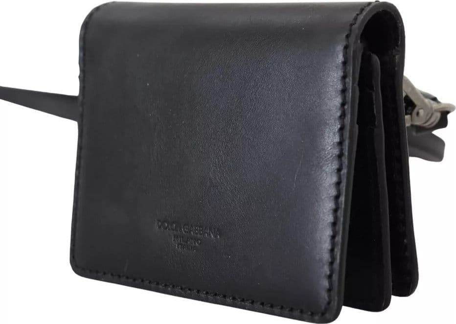 Dolce & Gabbana Black Leather Bifold Shoulder Sling Women Wallet - 6