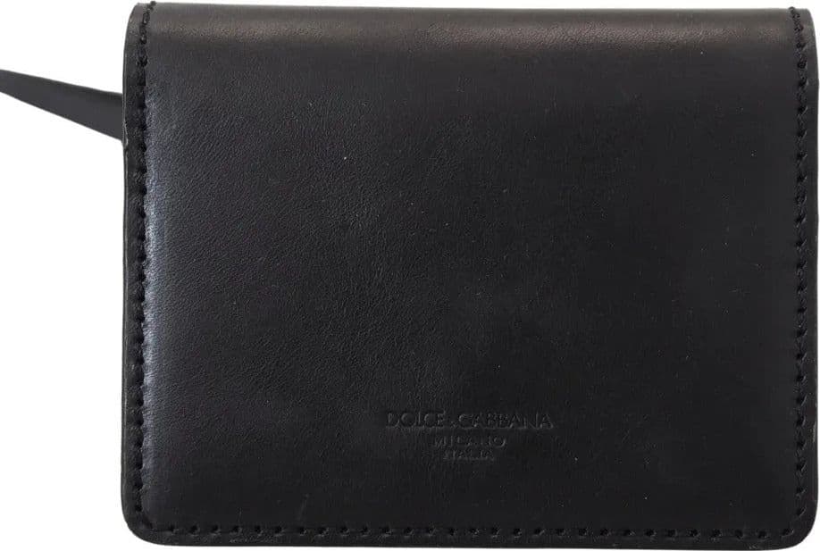 Dolce & Gabbana Black Leather Bifold Shoulder Sling Women Wallet - 8