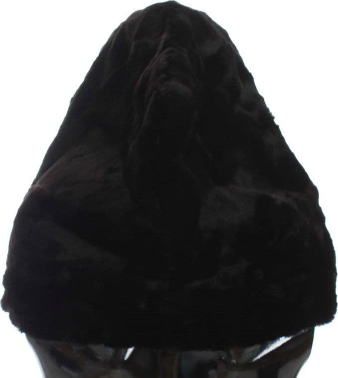 Dolce & Gabbana Black Weasel Fur Crochet Hood Scarf Hat - 3