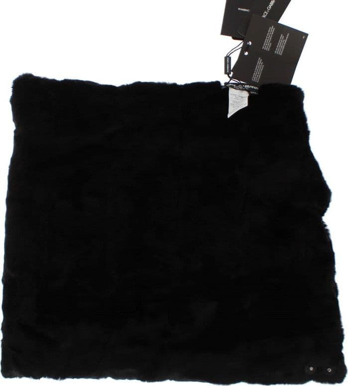 Dolce & Gabbana Black Weasel Fur Crochet Hood Scarf Hat - 6