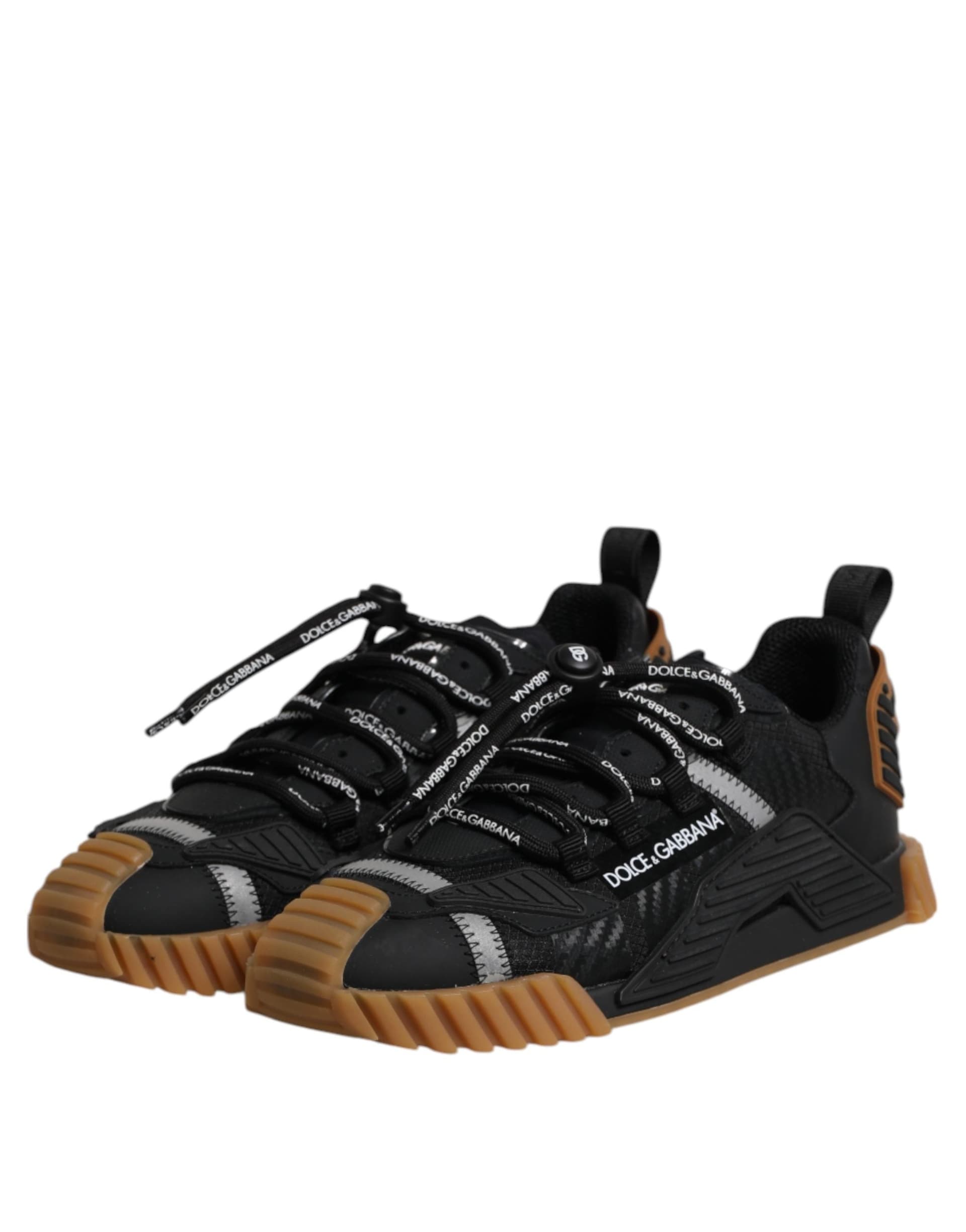 Dolce & Gabbana Black Logo Lace Up Low Top NS1 Sneakers Shoes - 3
