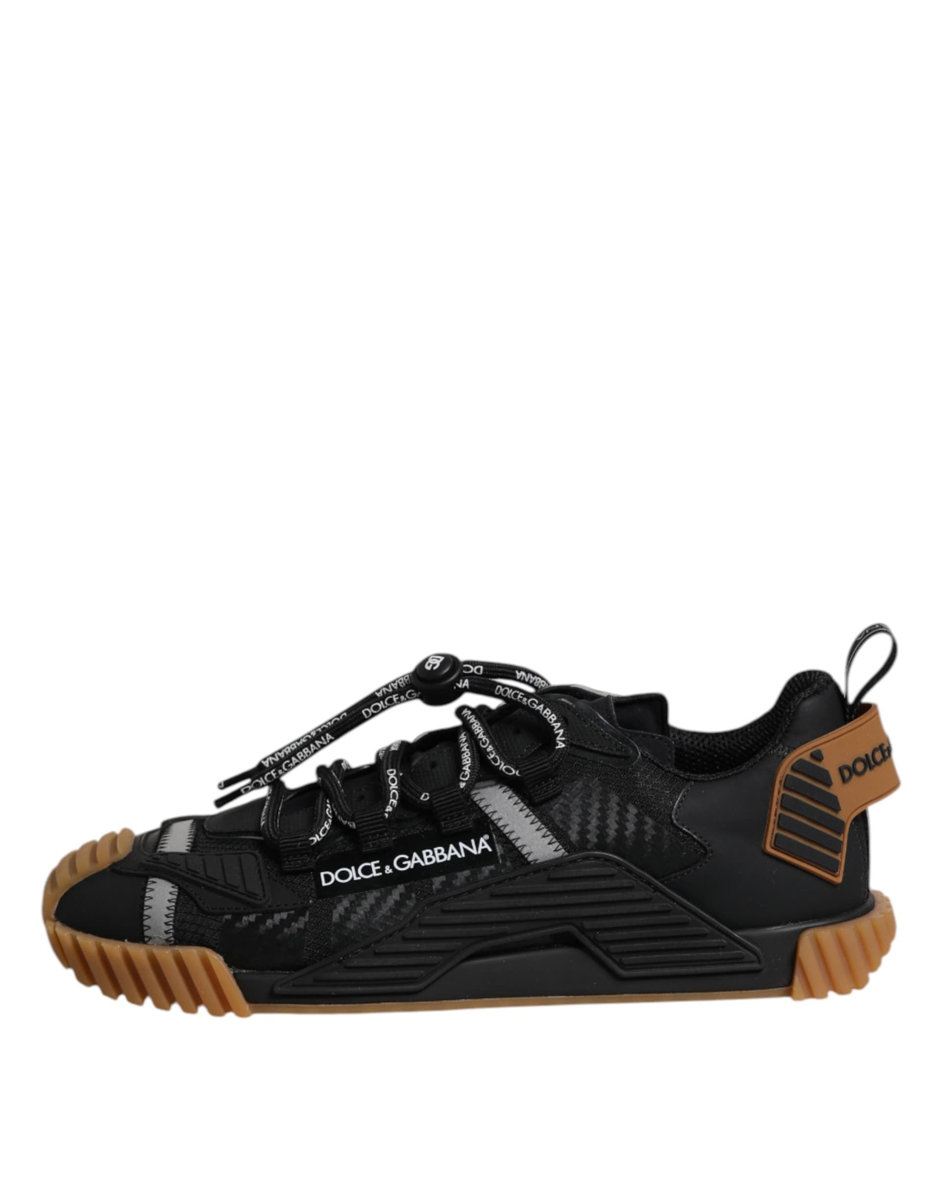 Dolce & Gabbana Black Logo Lace Up Low Top NS1 Sneakers Shoes - 5