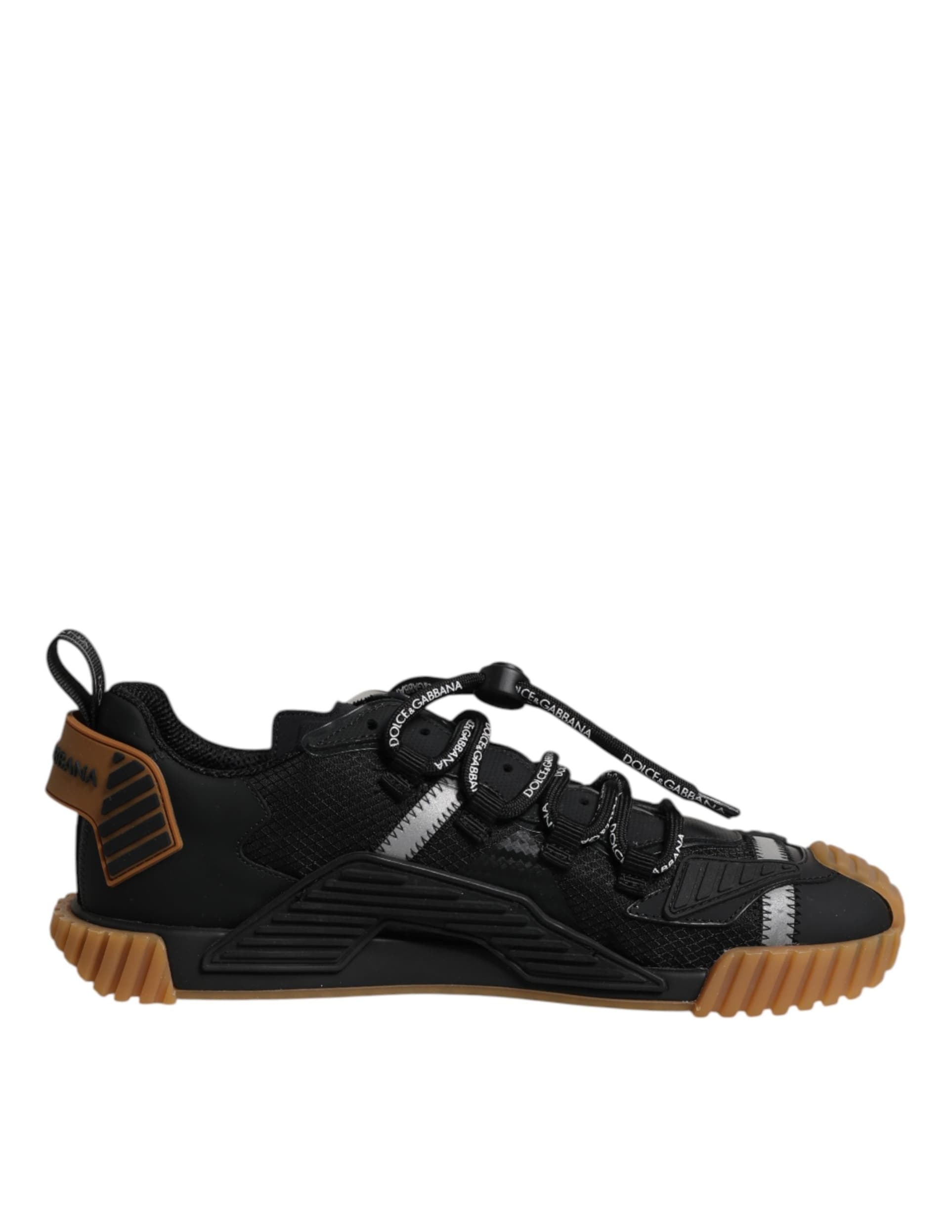 Dolce & Gabbana Black Logo Lace Up Low Top NS1 Sneakers Shoes - 7