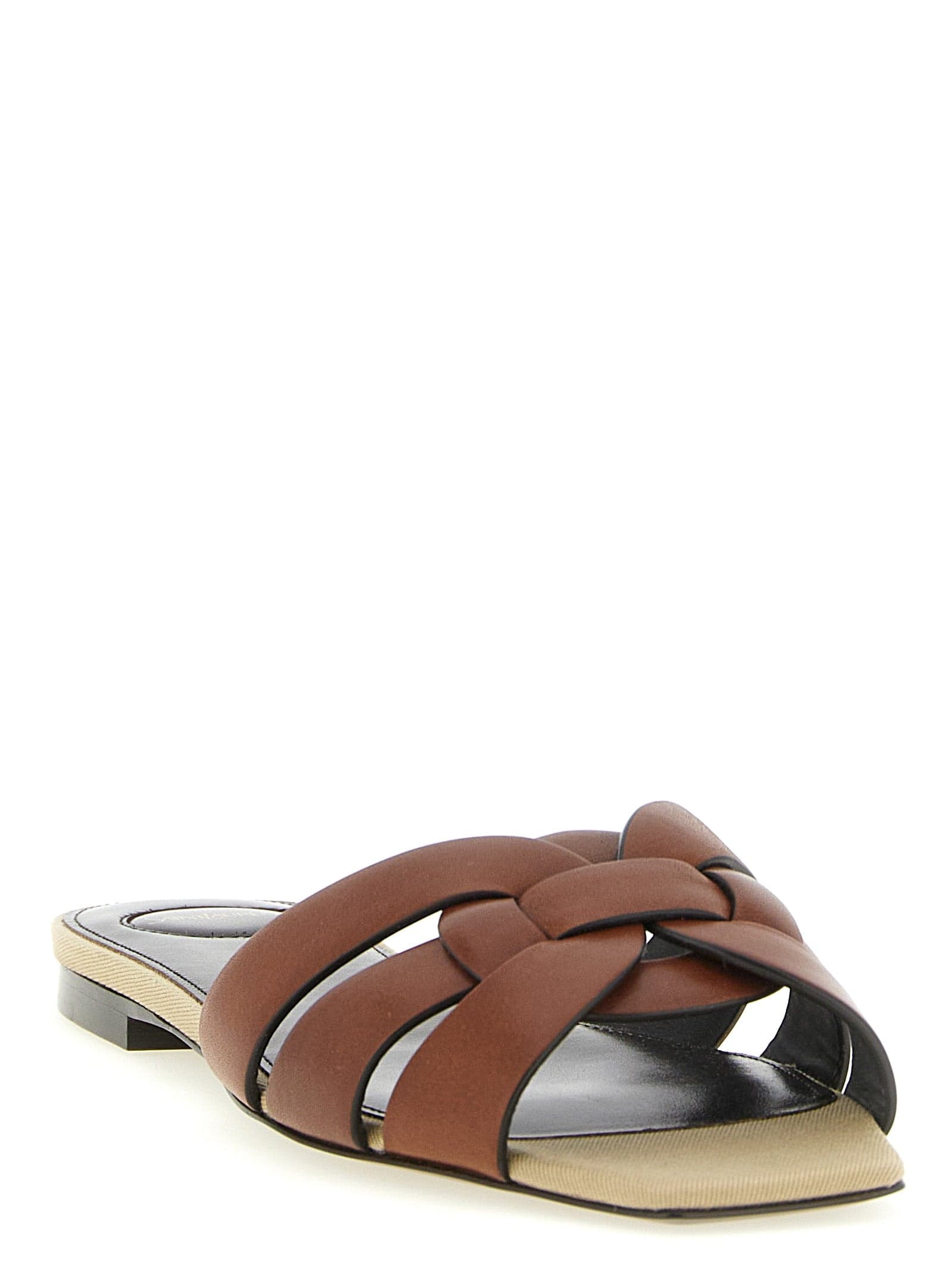 Saint Laurent Brown Calfskin Slides - 2