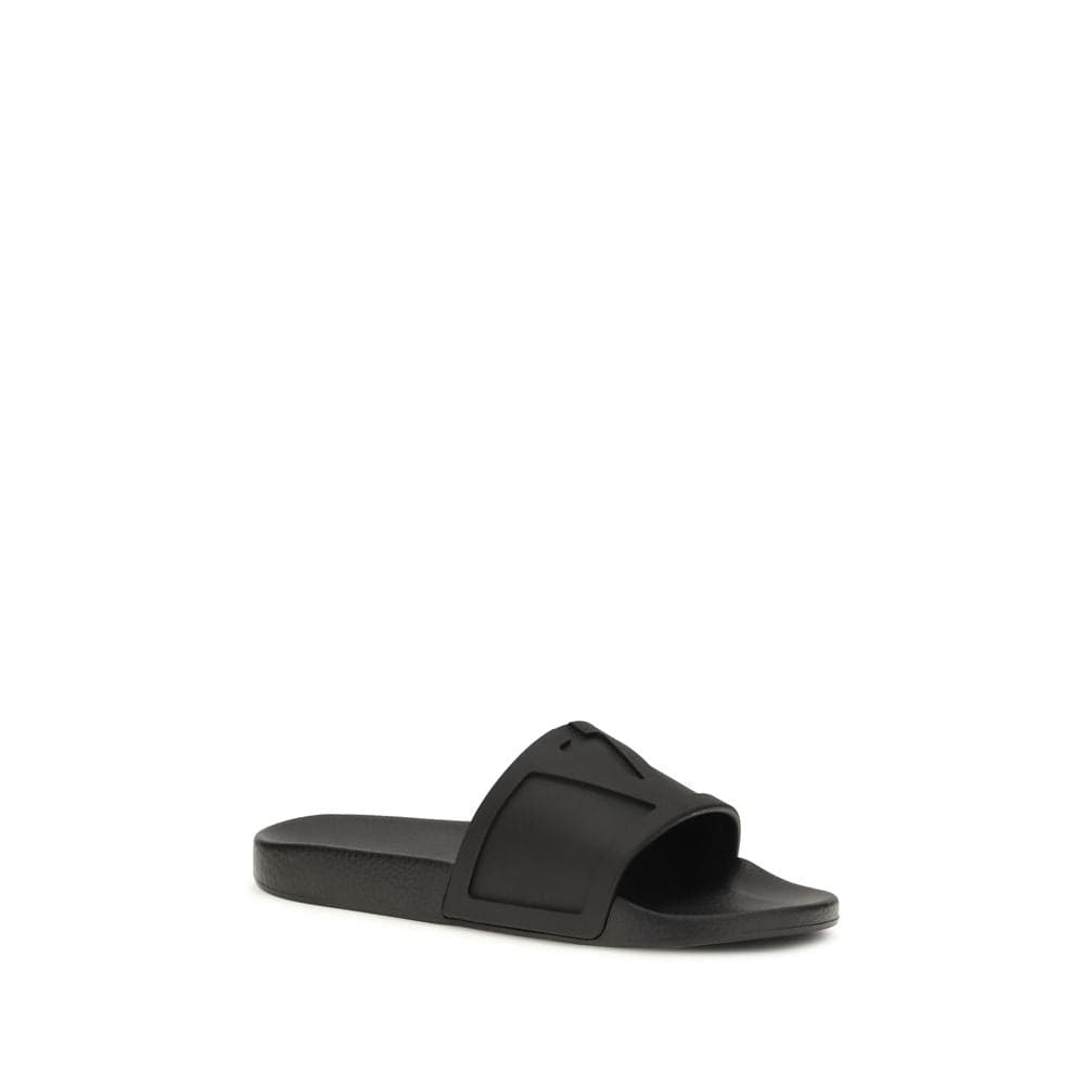 Valentino Garavani Black Rubber Flat Sandals - 2