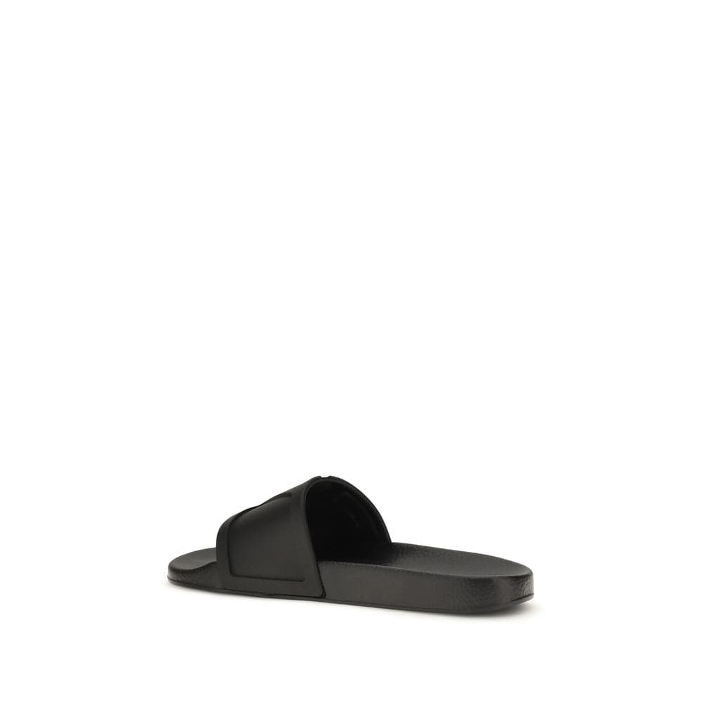 Valentino Garavani Black Rubber Flat Sandals - 3