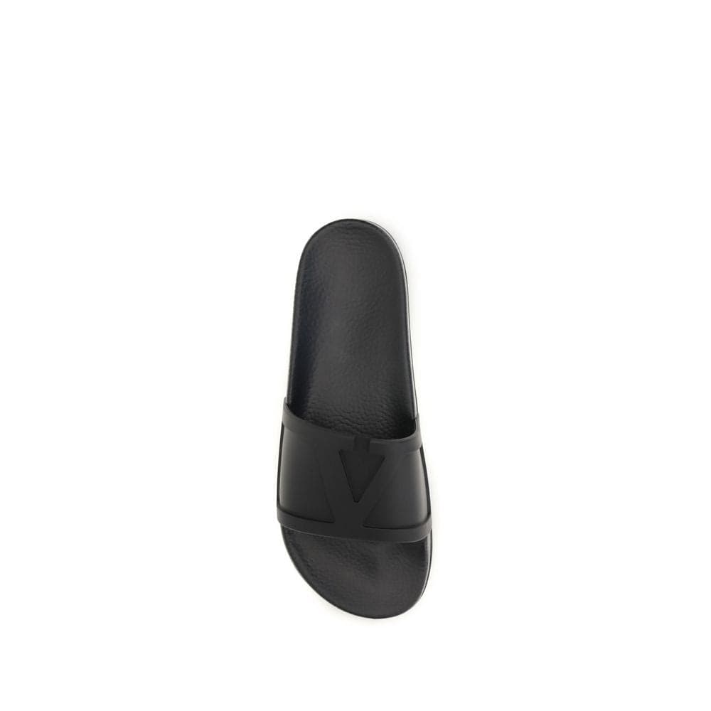 Valentino Garavani Black Rubber Flat Sandals - 4