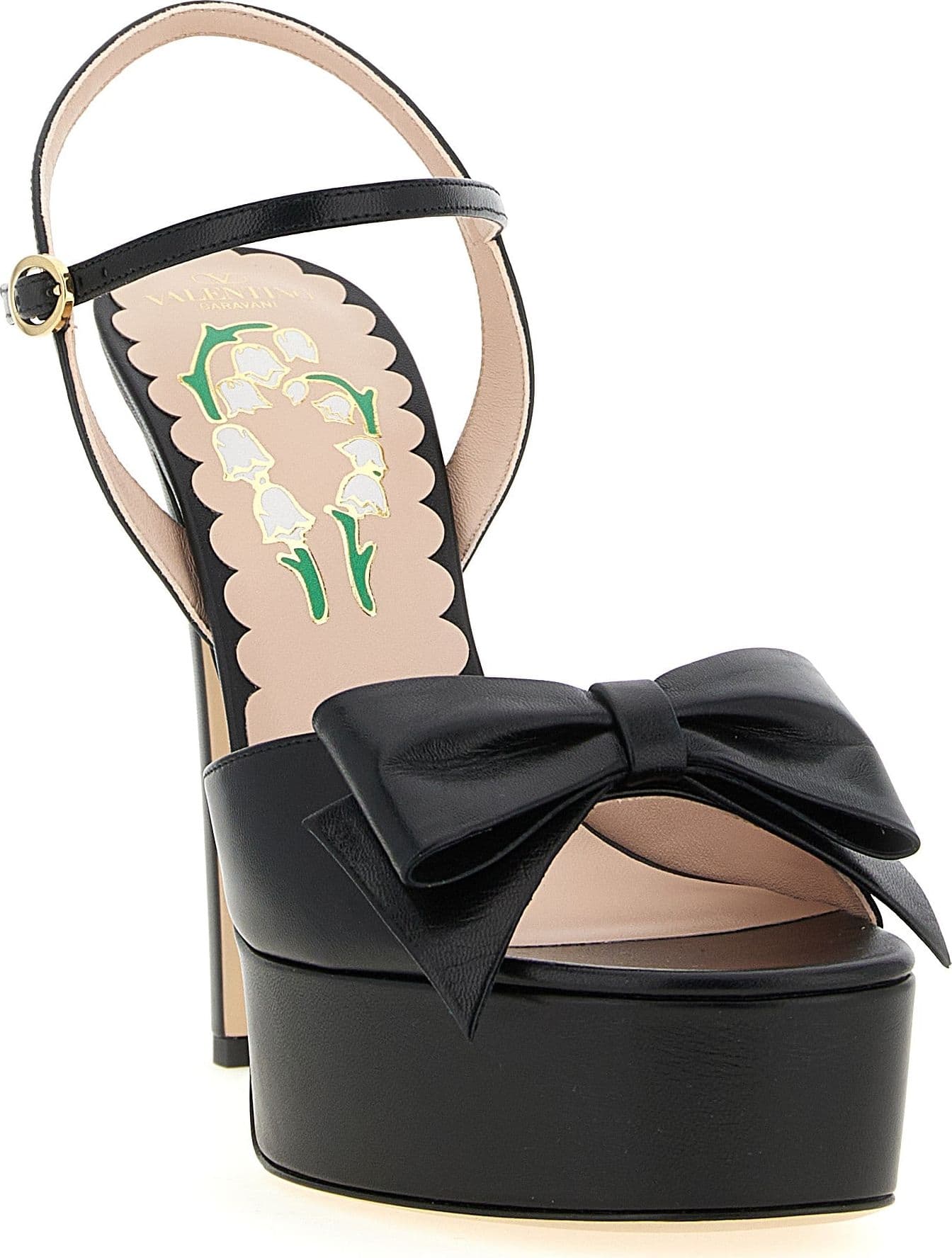 Valentino Garavani Black Calfskin Stiletto Heel Sandals - 2