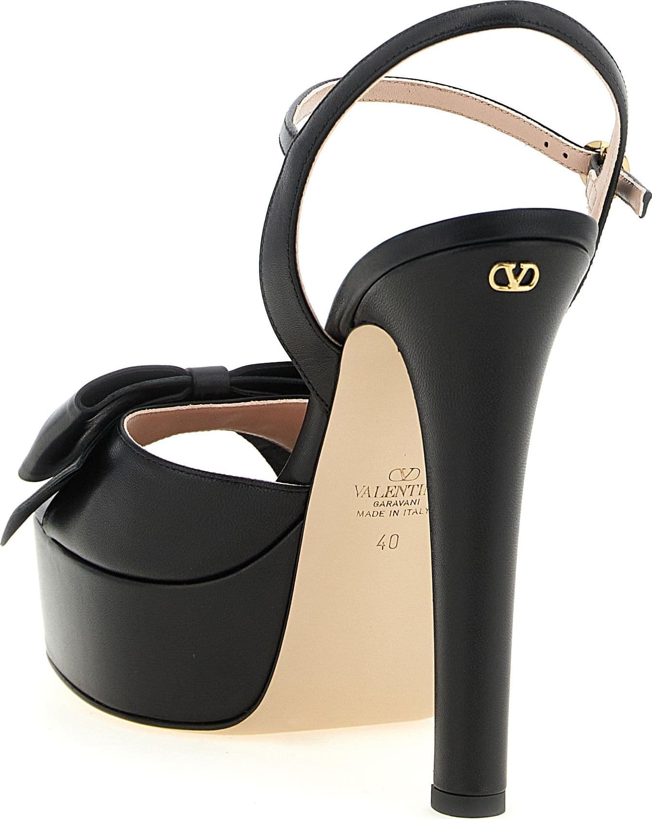 Valentino Garavani Black Calfskin Stiletto Heel Sandals - 3