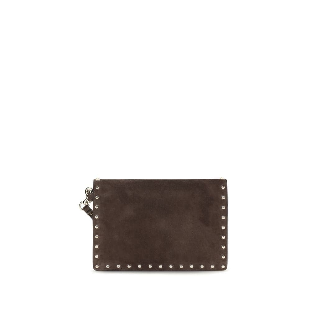Valentino Garavani Brown Suede Leather Clutch Bag - 2