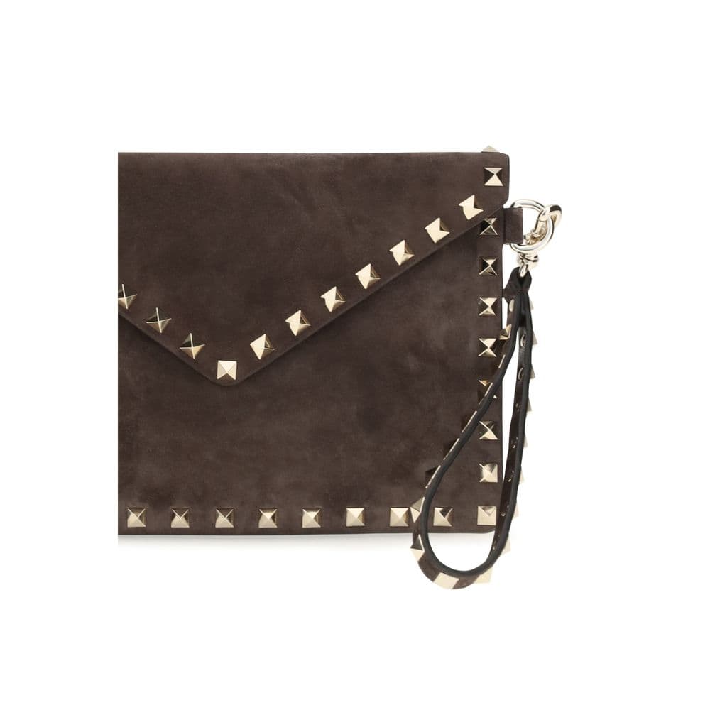 Valentino Garavani Brown Suede Leather Clutch Bag - 3