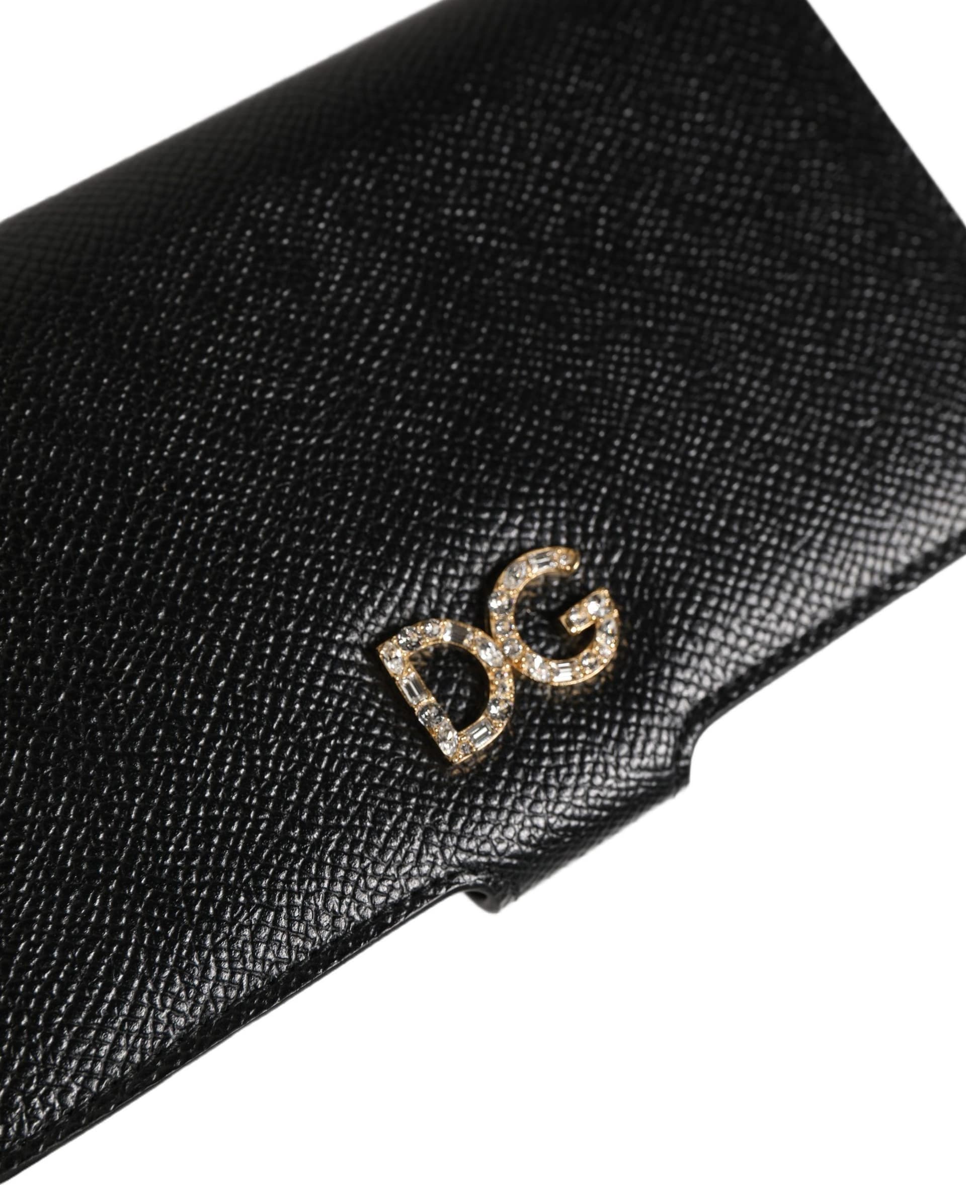 Dolce & Gabbana Case Flip Cover Black Calf Leather iPhone X - XS Phone - 5