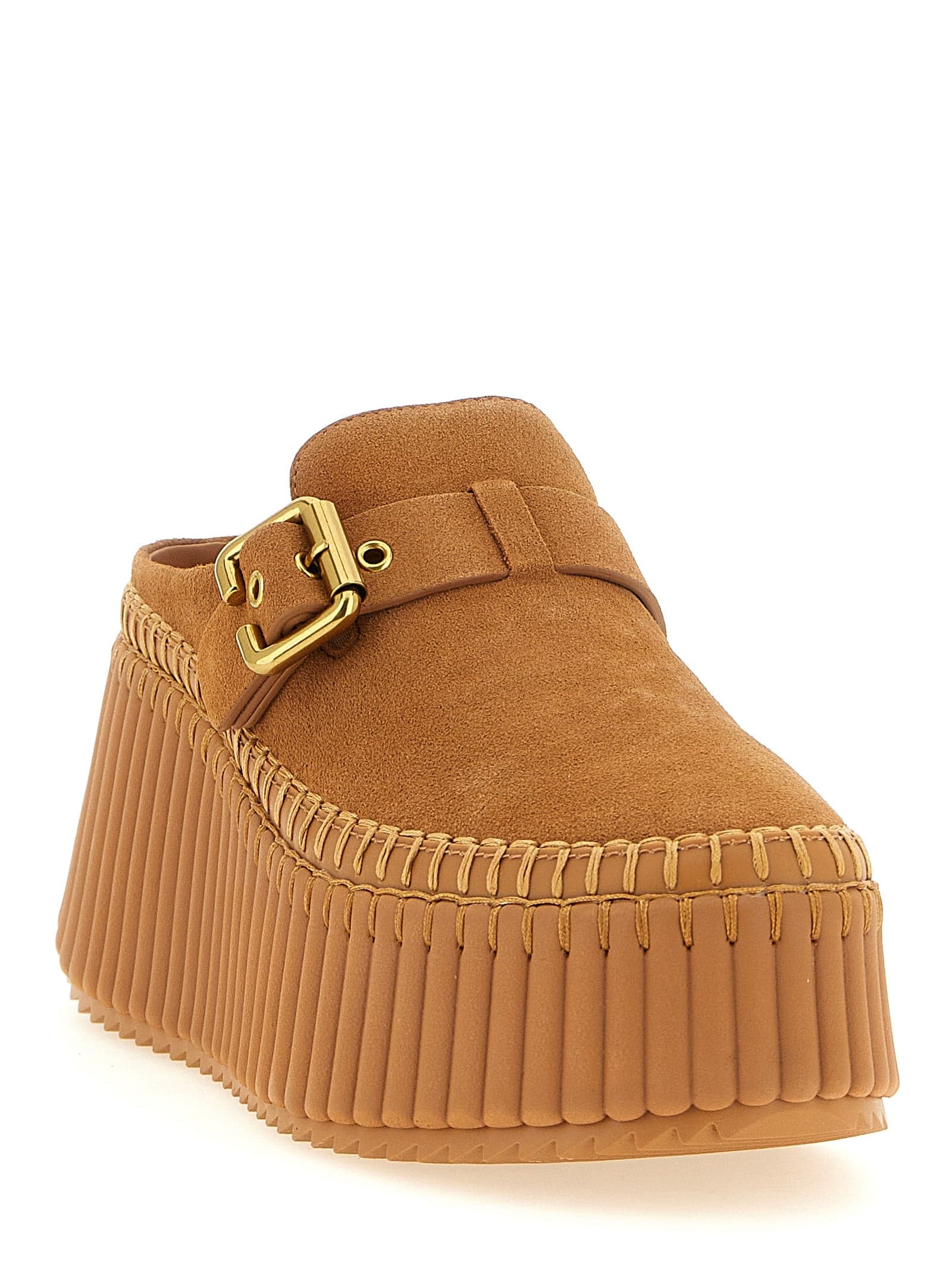 Chloé Beige Calfskin Wedge Sandals - 2