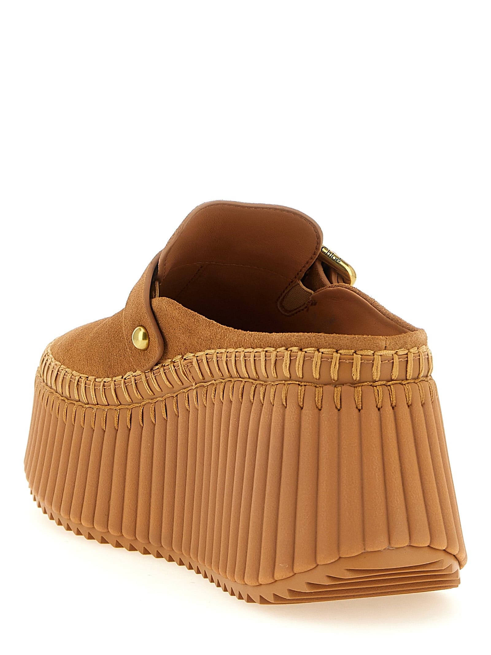 Chloé Beige Calfskin Wedge Sandals - 3