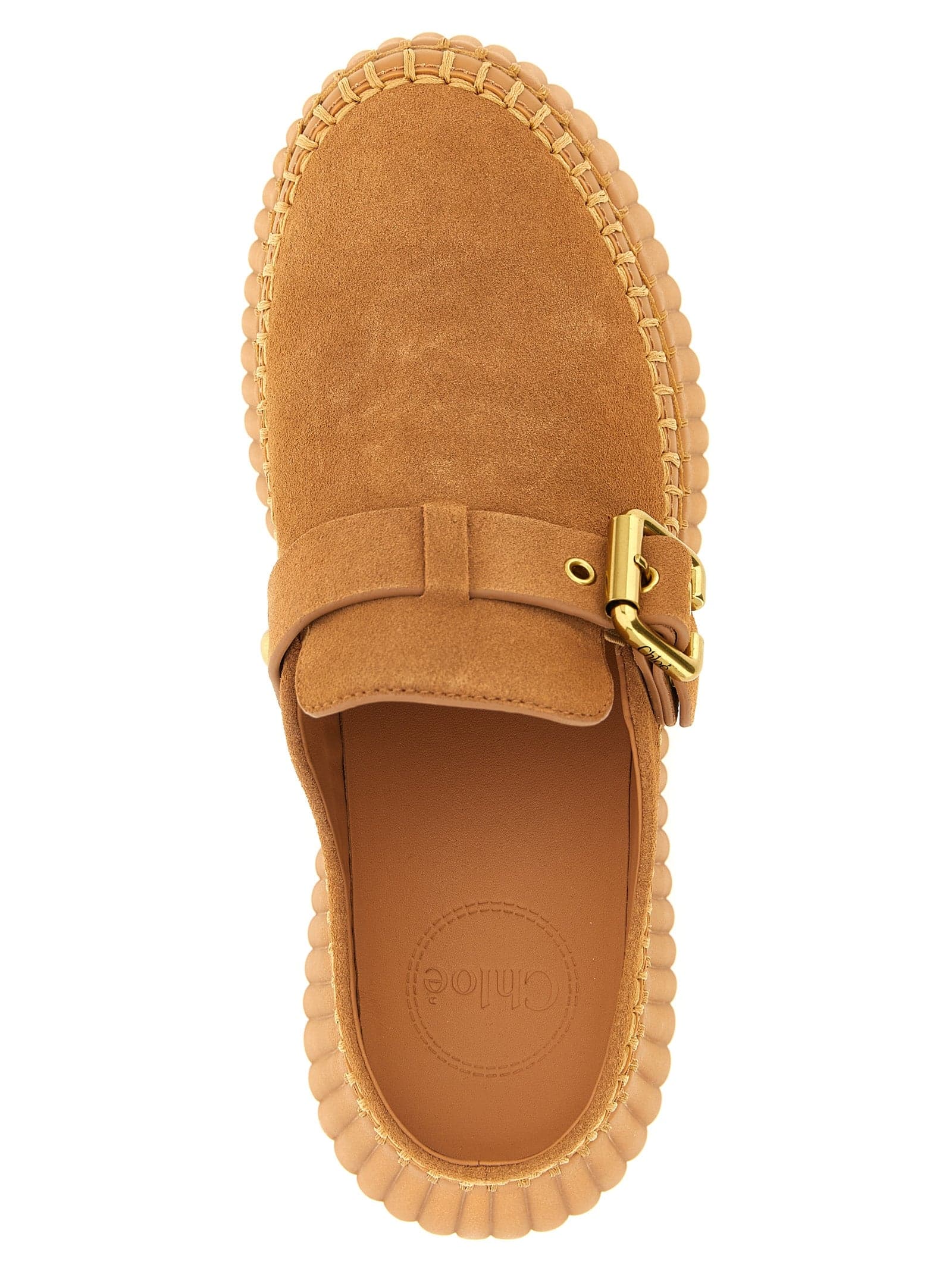 Chloé Beige Calfskin Wedge Sandals - 4