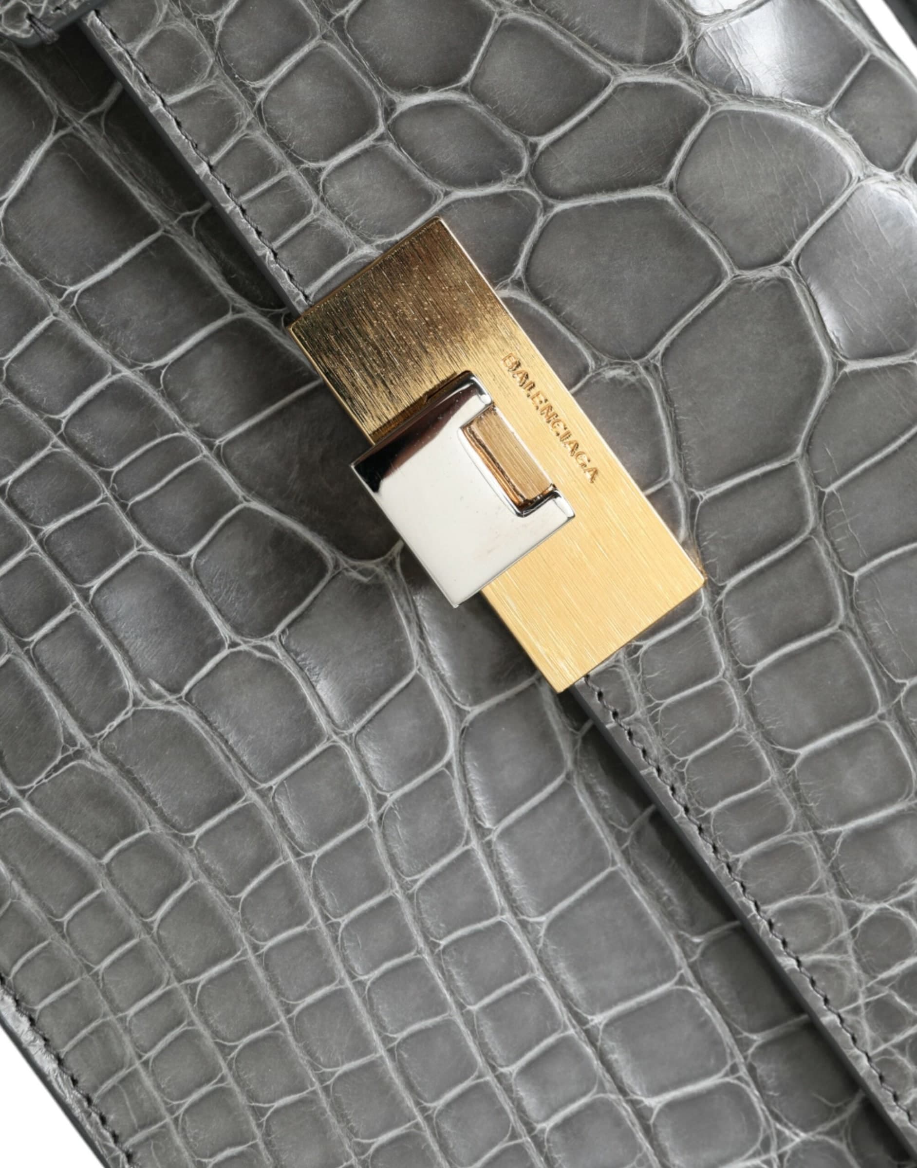 Balenciaga Gray Exotic Leather Medium Shoulder Hand Purse Bag - 5