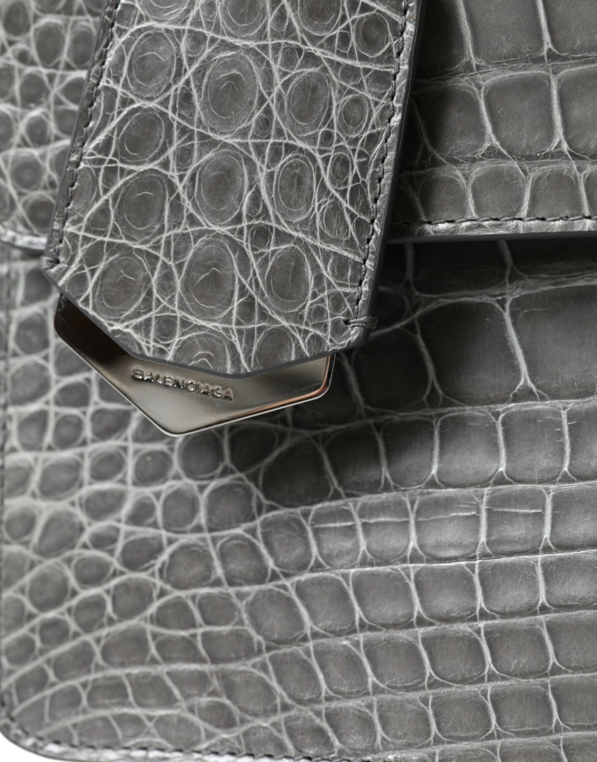 Balenciaga Gray Exotic Leather Medium Shoulder Hand Purse Bag - 6