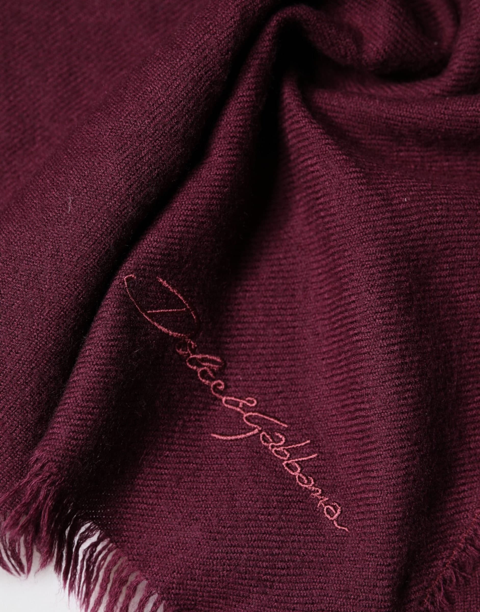 Dolce & Gabbana Maroon Cashmere Fringes Neck Wrap Shawl Scarf - 4