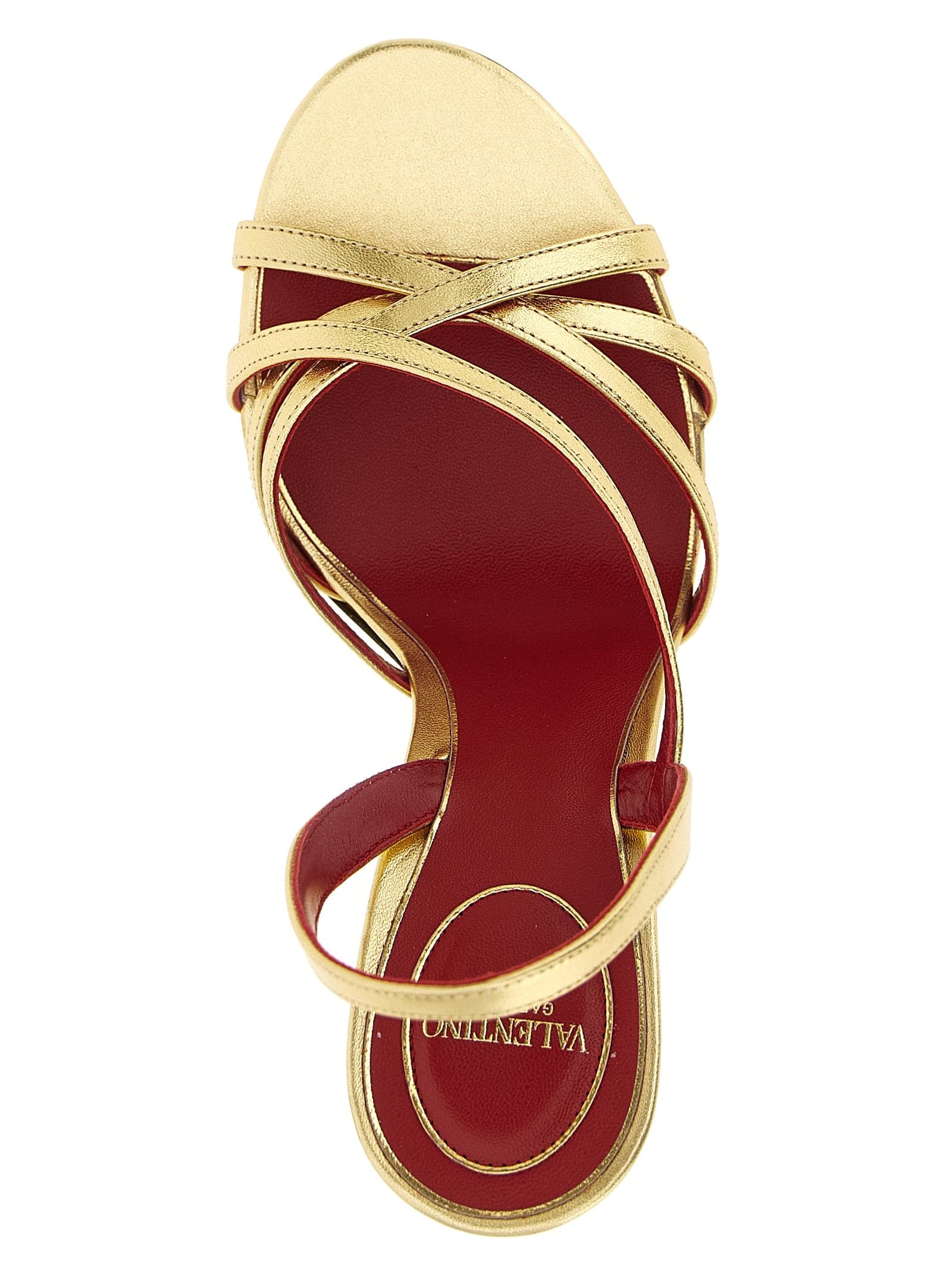 Valentino Garavani Gold Lambskin Stiletto Heel Sandals - 4
