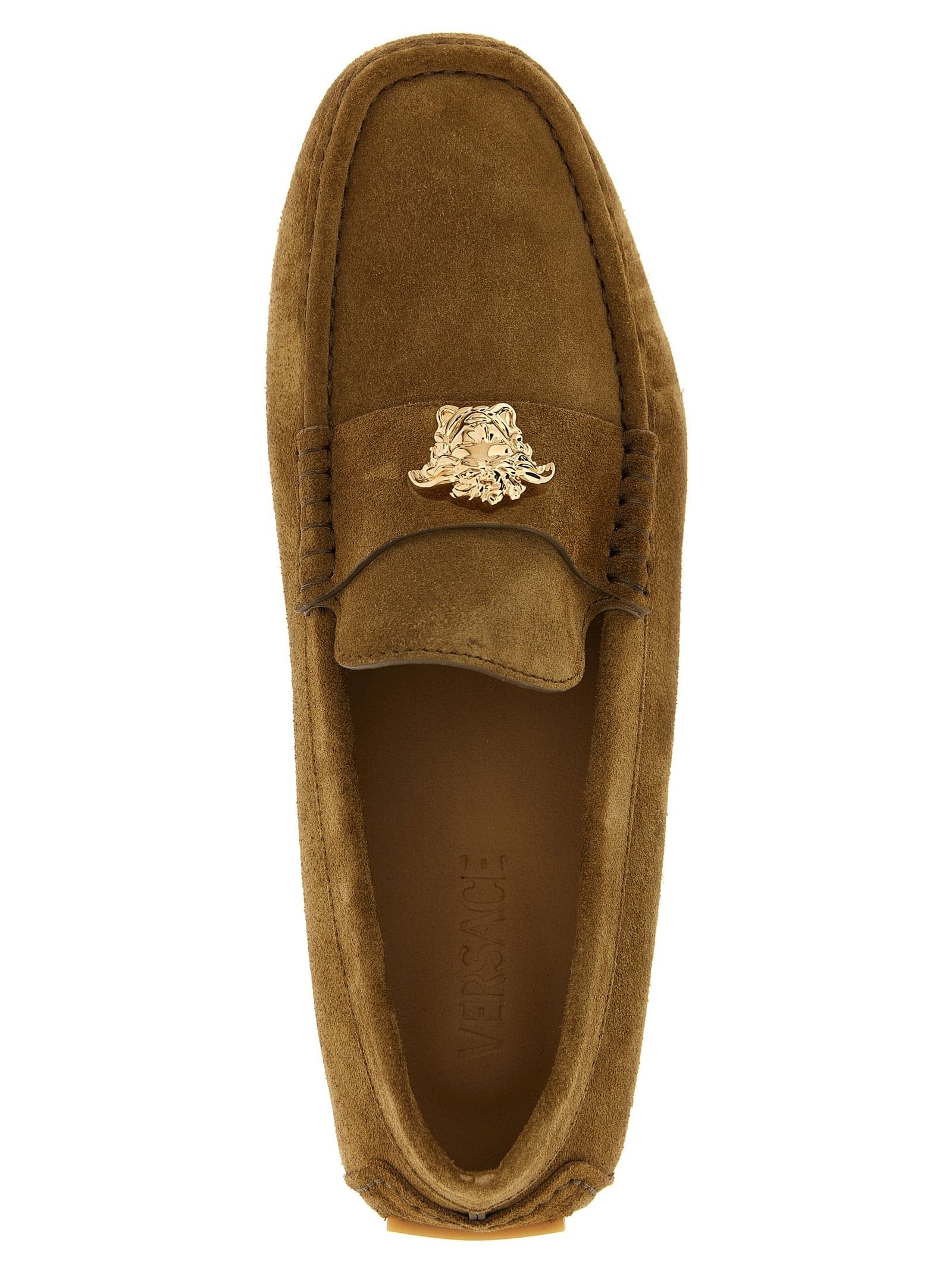 Versace Brown Calfskin Slip-On Loafers - 4