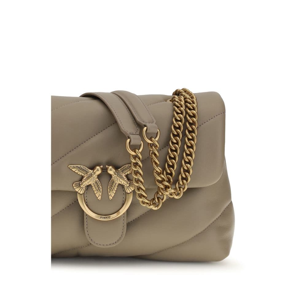 PINKO Gray Calf Leather Bos Taurus Shoulder Bag - 4