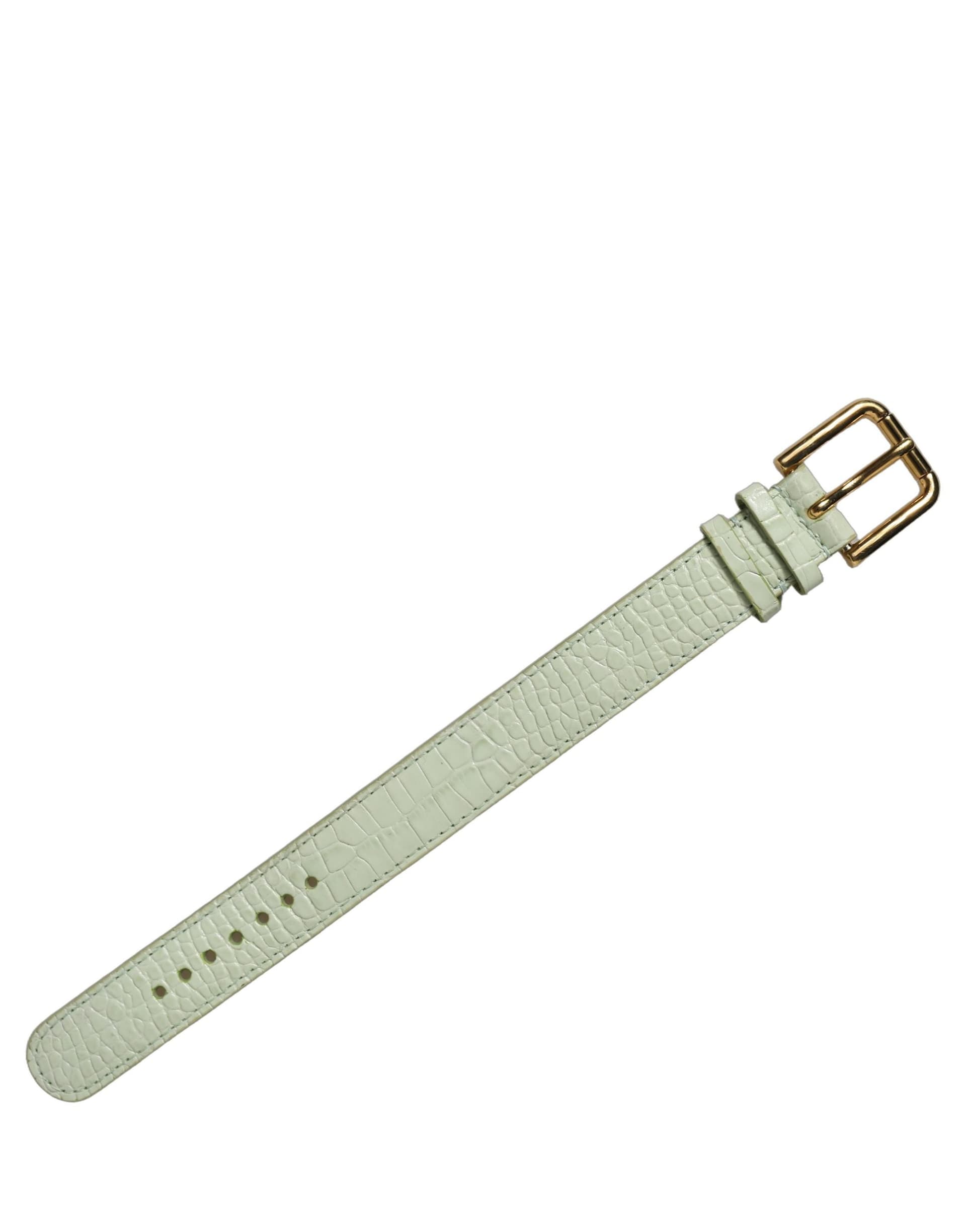 Dolce & Gabbana Green Embossed Leather Gold Buckle Belt Strap Bracelet - 3