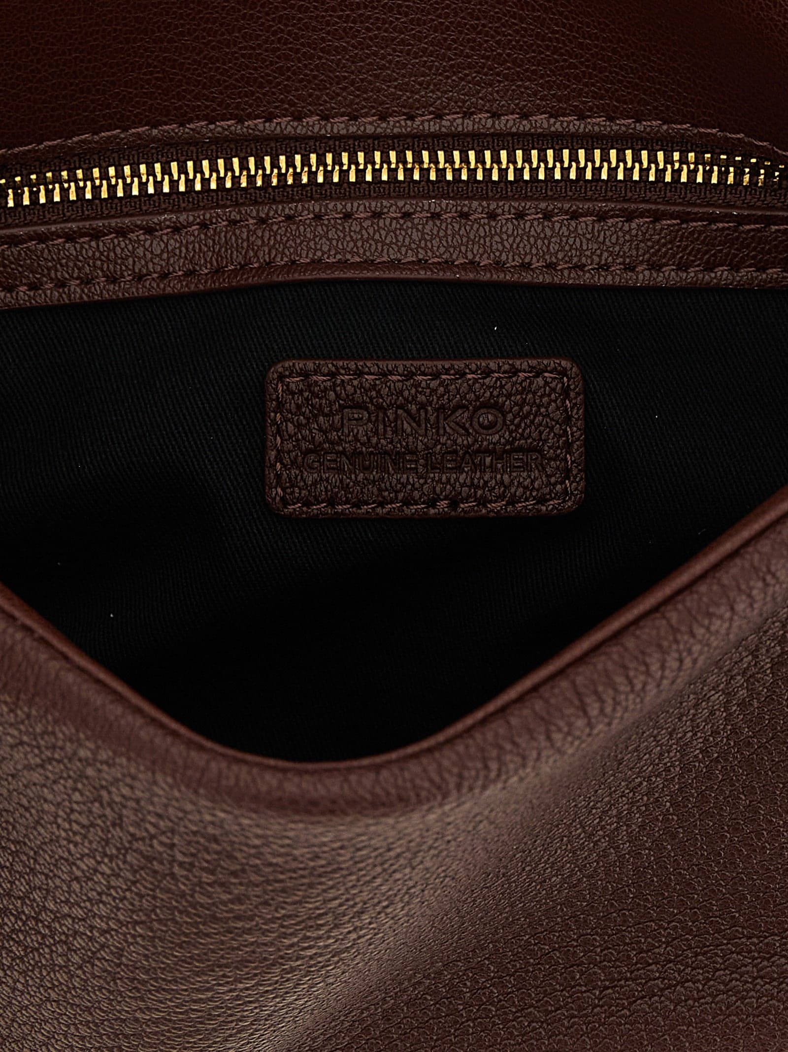 PINKO Brown Lamb Leather Shoulder Bag - 4
